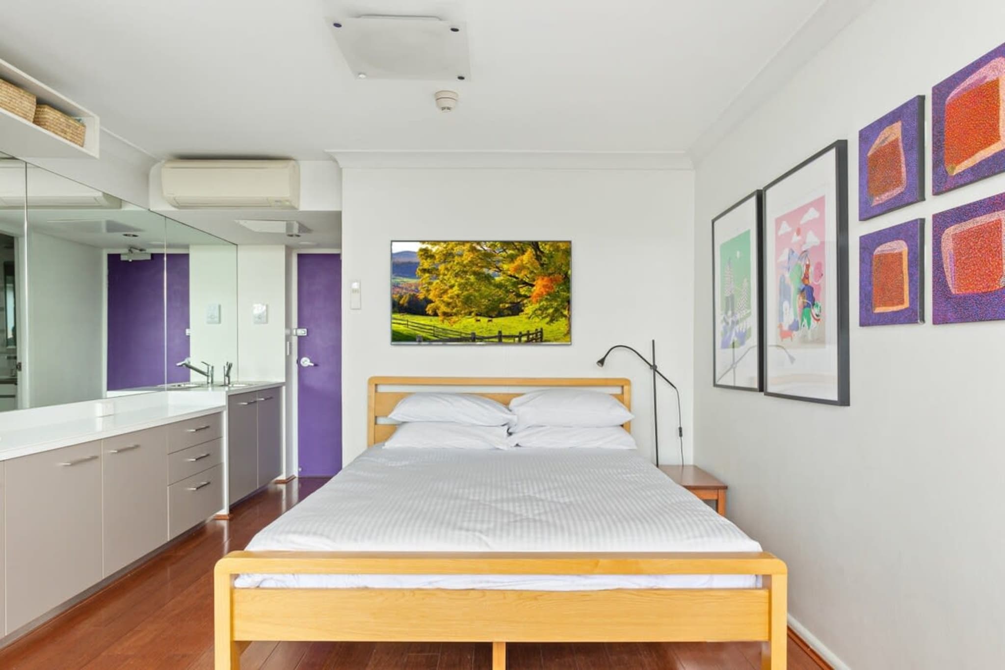 Relish in Sydney’s bustling inner city with this cosy 1-bed studio apartment with city views. Featuring modern interiors this sleek apartment includes a charming balcony with outdoor seating and city views as well as access to the rooftop patio with expansive views. Situated in the heart of Darlinghurst only metres from the iconic Oxford St dining and nightlife strip, relish in the numerous cafes, restaurants, boutique stores and bars all only a short walk away.
The space
Modernly designed, this snug apartment offers chic contemporary interiors coupled with impressive views. Featuring an open-plan design, modern appliances, a sleek kitchen, a polished bathroom, and a balcony with outdoor seating and views of the city. Experience this property’s pristine atmosphere and gorgeous interiors equipped with everything you’d need for an unforgettable stay.
 
General
- Chic studio apartment with 1-bathroom
- WI-FI
- Split A/C available
- On-site parking
- Close to public transport
- Blackout blinds
- On-site rooftop patio with outdoor seating and city views
- Modern interiors with contemporary decor and furnishings
- Great location metres from local shops, nightlife strips and city centre
 
Living room & Bedroom
- 1x Queen bed
- Plush couch
- TV with streaming options
- A/C and heating
 
Kitchen
- Fully equipped with cookware, utensils and cutlery
- Toaster, kettle and microwave are available
- Electric stovetop
 
Bathroom & Laundry
- Sleek bathroom available
- Travel essentials, towels and a hairdryer are provided
- A communal laundry room is available with a washer and dryer
 
Points of Interest
Crown Street Shopping and Dining Strip - 1 minute (10m) walk away.
Oxford Street Dining and Nightlife Strip - 2 minutes (120m) walk away.
Hyde Park and the ANZAC Memorial - 9 minutes (650m) walk away.
Local area description
Darlinghurst is a bustling inner city neighbourhood famous for being a boutique hub of dining and nightlife venues. Nestled between the CBD and the affluent eastern suburbs offers a prime location in proximity to numerous parks, shops, theatres, dining and nightlife venues to indulge in. With its own vibrant cafe, dining and nightlife scenes, there's always something to do in this incredible suburb. From events held at the Australian Museum, Oxford Street or down its many cosy streets lined with converted original Victorian terraces indulge in the numerous sights and sounds of the area.
Home to the famous Oxford Street famous for its inclusive bars, popular pubs and the Sydney Mardi Gras Parade, relish in the central spot and energetic atmosphere of Darlinghurst.
House rules
You are staying in a friendly and peaceful neighbourhood and we kindly ask you to respect the community and your surrounding neighbours. The following strict House Rules apply:
 
- No loud noise between 10 pm and 8 am
- No parties or antisocial behaviour
- No additional people are to access the property without our prior approval
- No pets are allowed in the property without approval
- No smoking is allowed at any times
- If you break something, please let us know
- To help protect all floor coverings do not wear any shoes inside the property
 
Please be aware that excessive noise such as amplified music, vocals or screaming or anti-social behaviour in the property or common areas can cause neighbours to complain to us, the Building Manager, Council Rangers or Police.
 
IMPORTANT: Any breach of the House Rules may lead to a $500 fine plus compensation for any cost/damage created and immediate eviction of the property.
 
Finally, when checking out, we kindly ask you for the following:
 
- Please leave all beds unmade
- Please clean up your dishes and put them away
- In case you have rearranged furniture, please put it back to the original location
- Please take out the rubbish and remember to use the right bins
- Please ensure all appliances, A/C and lights are off and doors and windows are closed
Interaction with guests
Welcome to MadeComfy! Our local team curates stays in exceptional Australian & New Zealand properties, ensuring style, comfort, and prime locations for discerning guests. We prioritise your needs to provide a memorable home-away-from-home experience. Explore our digital guidebooks for local recommendations, and don't hesitate to contact us throughout your stay. We're here to ensure your comfort – enjoy your stay with MadeComfy.
Notes
- For your comfort, this property is prepared with professional-grade hotel-style linen, including a three-sheet setup, ensuring a fresh and hygienic sleep experience.
- There are no stairs inside or outside the property.
- The paid laundry is located across from the parking.
 
Extra Services:
- Early check-in: Our standard check-in is at 3 pm. To guarantee early access to the property we suggest booking the night before if available. Otherwise, early check-in is subject to availability from the night before at an additional cost.
- Late check-out: Our standard check-out is at 10 am. To guarantee a later check-out of the property we suggest booking an additional night if available. Otherwise, a late check-out is subject to availability from the night before to an additional cost.
- Baggage: For security reasons, we are unable to receive or to keep unattended baggage before check-in or after check-out
- We provide a small welcome amenity pack to get your stay started
- No pets allowed.
- This booking is protected with coverage for lost baggage and emergency medical expenses, provided by Travel Support with claim upto 500 AUD (T&C Applies). For more details reach out to Guest Support team post booking.
Access description
You’ll have access to the entire property when you stay here, so it will feel like your own home. The keys will be left in a lockbox.
Getting around
Public transport
The property is near numerous bus stops operating trips to North Bondi, Millers Point, Bondi Junction, Maroubra Beach, Coogee Beach, Marrickville Metro, Rozelle and Circular Quay. Additionally, the nearby Museum train station operates trips to select city lines.
 
Ride sharing
There is plenty of taxi and ride-sharing options readily available throughout Sydney.
 
Points of Interest
Crown Street Shopping and Dining Strip - 1 minute (10m) walk away.
Oxford Street Dining and Nightlife Strip - 2 minutes (120m) walk away.
Hyde Park and the ANZAC Memorial - 9 minutes (650m) walk away.
 
Getting there
The property is approximately a 20-minute drive from Sydney Airport.
