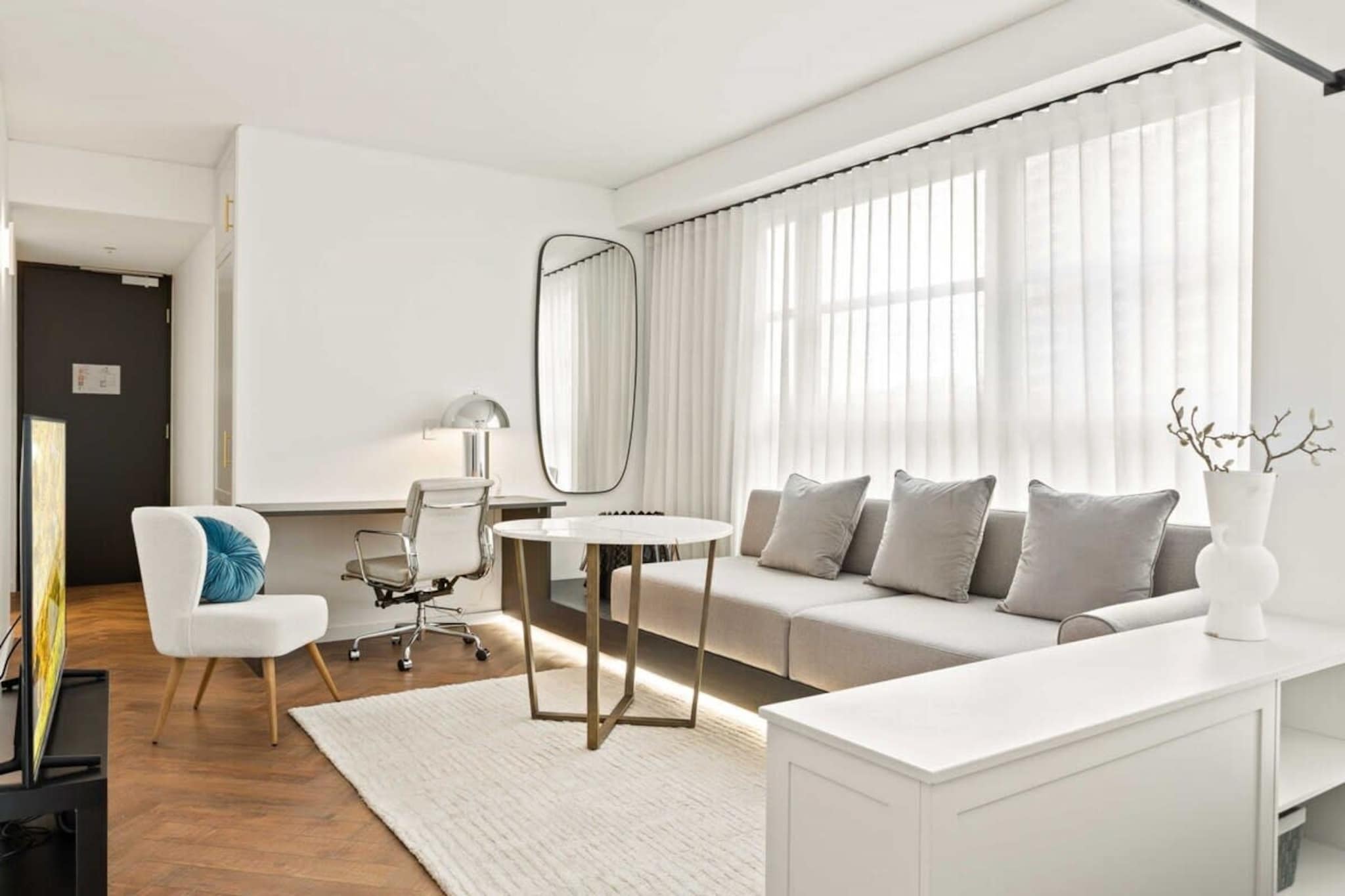 Indulge in Sydney’s iconic city atmosphere in this luxurious studio apartment perfect for those after a central base to the city. Featuring designer interiors with premium appliances this stunning property includes a cosy study nook and access to the on-site gym facilities readily available to enjoy. Located by Hyde Park and the thriving Oxford St, the property offers easy access to Sydney’s most acclaimed shops, restaurants, bars and attractions all within walking distance.
The space
Exquisitely designed, this idyllic apartment offers stunning interiors accentuated by premium decor and an abundance of natural light. Featuring an open-plan design, designer appliances, a sleek kitchen, a polished bathroom, a study nook and a beautiful bedroom area. Experience for yourself this property’s perfectly curated atmosphere equipped with everything you’d need for an unforgettable stay.
 
General
- Pristine studio apartment with 1 bathroom
- WI-FI is available
- Close to public transport
- Blackout blinds
- On-site gym facilities are available for use
- Premium interiors with chic decor and furnishings
- Incredible location by Hyde Park, Oxford St and the energetic City centre
- Fan provided
 
Living room & Bedroom
- Bed area: 1x Double bed
- A designer couch, armchair and coffee table
- TV with free-to-air and streaming options available
- Portable heaters
- Study nook
- Blackout blinds
 
Kitchen
- Fully equipped with cookware, utensils and cutlery
- Toaster, kettle, coffee machine and microwave
- Oven and a gas stovetop
- Dishwasher
 
Bathroom
- Sleek bathroom
- Travel essentials, towels and a hairdryer are provided
- Laundry is available with a washer and dryer
 
Points of Interest
Hyde Park and the ANZAC Memorial - 1 minute (70m) walk away.
Oxford Street Dining and Nightlife Strip - 3 minutes (200m) walk away.
Australian Museum - 4 minutes (300m) walk away.
Local area description
Darlinghurst is a bustling inner city neighbourhood famous for being a boutique hub of dining and nightlife venues. Nestled between the CBD and the affluent eastern suburbs offers a prime location in proximity to numerous parks, shops, theatres, dining and nightlife venues to indulge in. With its own vibrant cafe, dining and nightlife scenes, there's always something to do in this incredible suburb. From events held at the Australian Museum, Oxford Street or down its many cosy streets lined with converted original Victorian terraces indulge in the numerous sights and sounds of the area.
Home to the famous Oxford Street famous for its inclusive bars, popular pubs and the Sydney Mardi Gras Parade, relish in the central spot and energetic atmosphere of Darlinghurst.
House rules
You are staying in a friendly and peaceful neighbourhood and we kindly ask you to respect the community and your surrounding neighbours. The following strict House Rules apply:
 
- No loud noise between 10 pm and 8 am
- No parties or antisocial behaviour
- No additional people are to access the property without our prior approval
- No pets are allowed in the property without approval
- No smoking is allowed at any times
- If you break something, please let us know
- To help protect all floor coverings do not wear any shoes inside the property
 
Please be aware that excessive noise such as amplified music, vocals or screaming or anti-social behaviour in the property or common areas can cause neighbours to complain to us, the Building Manager, Council Rangers or Police.
 
IMPORTANT: Any breach of the House Rules may lead to a $500 fine plus compensation for any cost/damage created and immediate eviction of the property.
 
Finally, when checking out, we kindly ask you for the following:
 
- Please leave all beds unmade
- Please clean up your dishes and put them away
- In case you have rearranged furniture, please put it back to the original location
- Please take out the rubbish and remember to use the right bins
- Please ensure all appliances, A/C and lights are off and doors and windows are closed
Interaction with guests
Welcome to MadeComfy! Our local team curates stays in exceptional Australian & New Zealand properties, ensuring style, comfort, and prime locations for discerning guests. We prioritise your needs to provide a memorable home-away-from-home experience. Explore our digital guidebooks for local recommendations, and don't hesitate to contact us throughout your stay. We're here to ensure your comfort – enjoy your stay with MadeComfy.
Notes
- For your comfort, this property is prepared with professional-grade hotel-style linen, including a three-sheet setup, ensuring a fresh and hygienic sleep experience.
- No on-site parking available only street parking which is time limited.
- There are no stairs inside or outside the property.
- Please note there is no bathroom door due to the design of the property
 
Extra Services:
- Early check-in: Our standard check-in is at 3 pm. To guarantee early access to the property we suggest booking the night before if available. Otherwise, early check-in is subject to availability from the night before at an additional cost.
- Late check-out: Our standard check-out is at 10 am. To guarantee a later check-out of the property we suggest booking an additional night if available. Otherwise, a late check-out is subject to availability from the night before to an additional cost.
- Baggage: For security reasons, we are unable to receive or to keep unattended baggage before check-in or after check-out
- We provide a small welcome amenity pack to get your stay started
- No pets allowed.
- This booking is protected with coverage for lost baggage and emergency medical expenses, provided by Travel Support with claim upto 500 AUD (T&C Applies). For more details reach out to Guest Support team post booking.
Access description
- You’ll have access to the entire property when you stay here, so it will feel like your own home.
- The keys will be left in a lockbox.
- There are no stairs inside or outside the property.
Getting around
Public transport
The property is near numerous bus stops operating trips to North Bondi, Millers Point, Bondi Junction, Maroubra Beach, Coogee Beach, Lilyfield, Abbotsford, Glebe Point, Campsie, Rozelle and Circular Quay. Additionally, the nearby Museum train station operates trips to select city lines.
 
Ride sharing
There is plenty of taxi and ride-sharing options readily available throughout Sydney.
 
Points of Interest
Hyde Park and the ANZAC Memorial - 1 minute (70m) walk away.
Oxford Street Dining and Nightlife Strip - 3 minutes (200m) walk away.
Australian Museum - 4 minutes (300m) walk away.
 
Getting there
The property is approximately a 20-minute drive from Sydney Airport.