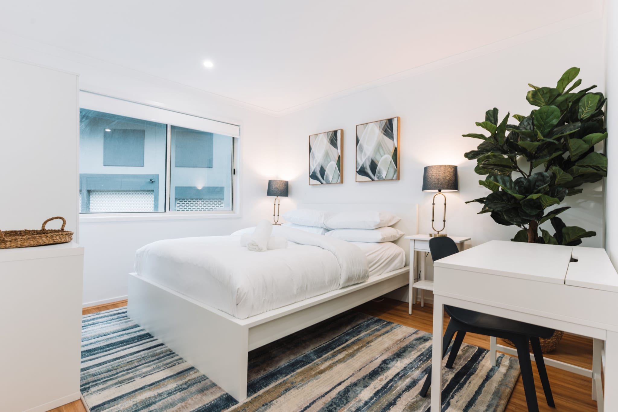 Relish in Canberra’s idyllic Belconnen in this exquisite 3-bed apartment by the local shops and town centre. Featuring elegantly chic interiors this gorgeous property boasts a study nook, a spacious balcony with outdoor lounge seating and dining along with beautiful views. Situated a short walk from the local Lake Ginninderra foreshore, local parks, art centres, university campus and Westfield shops, enrich your next visit in this truly unbeatable unit, perfect for adventurous travellers.
The space
Meticulously designed, this premium apartment offers curated interiors accentuated by warm wooden tones and an abundance of natural light. Featuring an open-plan living area, a sleek kitchen, modern appliances, polished bathrooms, comfortable bedrooms and a spacious balcony with outdoor lounge seating, dining and lush views. Experience this property’s perfectly curated atmosphere equipped with everything you’d need for an unforgettable stay.
 
General
- Chic 3-bedroom, 2-bathroom apartment
- Wi-Fi is provided
- Close to public transport
- On-site parking is available
- Blackout blinds
- A/C and heating
- Jacuzzi bathtub available for use
- Premium interiors with contemporary decor and furnishings
- Generous balcony with outdoor lounge seating, dining and views
- Great location near the local park, lakefront, Westfield shopping centre and array of restaurants and cafes
- Self check-in
 
Bedroom
- Bedroom 1: 1x King bed with a walk-in robe, ensuite and balcony
- Bedroom 2: 1x Queen bed
- Bedroom 3: 1x Queen bed
- Blackout blinds
- Heating available
 
Living Room
- Luxurious couches and a coffee table
- TV with streaming options
- A/C and heating are available
- 6-seater dining table
 
Kitchen
- Fully equipped with cookware, utensils and cutlery
- Toaster, kettle, coffee machine and microwave available
- Oven and an electric stovetop available
- Dishwasher available
 
Bathroom & Laundry
- Sleek bathrooms are available
- Travel essentials, towels and a hairdryer are provided
- Laundry unit with washer and dryer
 
Points of Interest
Lake Ginninderra Sea Scouts Hall - 10 minutes (840m) walk away.
Belconnen Westfield - 5 minutes (350m) walk away.
Belconnen Oval and Playground - 7 minutes (500m) walk away.
John Knight Memorial Park- 12 minutes (900m) walk away.
Local area description
Belconnen is a bustling Canberra suburb that borders the shores of the idyllic Lake Ginninderra. Home to a Westfield shopping centre, the suburb boasts a vast array of shopping outlets, boutique stores, cafes, restaurants and bars to indulge in. With its own library, community centre and arts centre appreciate the suburb's broad spectrum of year-round events. With its picturesque parks and reserves that encircle the pristine Lake Ginninderra, Belconnen truly is a perfect Canberra suburb to experience for yourself.
House rules
You are staying in a friendly and peaceful neighbourhood and we kindly ask you to respect the community and your surrounding neighbours. The following strict House Rules apply:
- No loud noise between 10 pm and 8 am
- No parties or antisocial behaviour
- No additional people are to access the property without our prior approval
- No pets are allowed in the property without approval
- No smoking is allowed at any times
- If you break something, please let us know
 
- To help protect all floor coverings do not wear any shoes inside the property
 
Please be aware that excessive noise such as amplified music, vocals or screaming or anti-social behaviour in the property or common areas can cause neighbours to complain to us, the Building Manager, Council Rangers or Police.
 
IMPORTANT: Any breach of the House Rules may lead to a $500 fine plus compensation for any cost/damage created and immediate eviction of the property.
 
Finally, when checking out, we kindly ask you for the following:
- Please leave all beds unmade
- Please clean up your dishes and put them away
- In case you have rearranged furniture, please put it back to the original location
- Please take out the rubbish and remember to use the right bins
- Please ensure all appliances, A/C and lights are off and doors and windows are closed.
Interaction with guests
Welcome to MadeComfy! Our local team curates stays in exceptional Australian & New Zealand properties, ensuring style, comfort, and prime locations for discerning guests. We prioritise your needs to provide a memorable home-away-from-home experience. Explore our digital guidebooks for local recommendations, and don't hesitate to contact us throughout your stay. We're here to ensure your comfort – enjoy your stay with MadeComfy.
Notes
- For your comfort, this property is prepared with professional-grade hotel-style linen, including a three-sheet setup, ensuring a fresh and hygienic sleep experience.
- To access the on-site parking, press the remote, and make sure your vehicle is close to the gate - allocated carapaces are the first on the right side of the entrance.
- Stairs to the front door. Not wheelchair accessible.
 
Extra Services:
- Early check-in: Our standard check-in is at 3 pm. To guarantee early access to the property we suggest booking the night before if available. Otherwise, early check-in is subject to availability from the night before at an additional cost.
- Late check-out: Our standard check-out is at 10 am. To guarantee a later check-out of the property we suggest booking an additional night if available. Otherwise, a late check-out is subject to availability from the night before to an additional cost.
- Baggage: For security reasons, we are unable to receive or to keep unattended baggage before check-in or after check-out
- We provide a small welcome amenity pack to get your stay started
- No pets allowed.
- This booking is protected with coverage for lost baggage and emergency medical expenses, provided by Travel Support with claim upto 500 AUD (T&C Applies). For more details reach out to Guest Support team post booking.
Access description
- You’ll have access to the entire property when you stay here, so it will feel like your own home.
- The property has a Keyless entry. ﻿We will send you the access code 3 days prior to your arrival through the booking portal.
- Stairs to the front door. Not wheelchair accessible.
Getting around
Public transport
The property is in front of bus stops operating trips to Belconnen and City.
 
Ride sharing
There are plenty of taxi and ride-sharing options readily available throughout Belconnen.
 
Points of Interest
Belconnen Westfield - 5 minutes (350m) walk away.
Belconnen Oval and Playground - 7 minutes (500m) walk away.
John Knight Memorial Park- 12 minutes (900m) walk away.
 
Getting there
The property is approximately a 12-minute drive away from Canberra’s CBD or an 18-minute drive away from Canberra Airport.