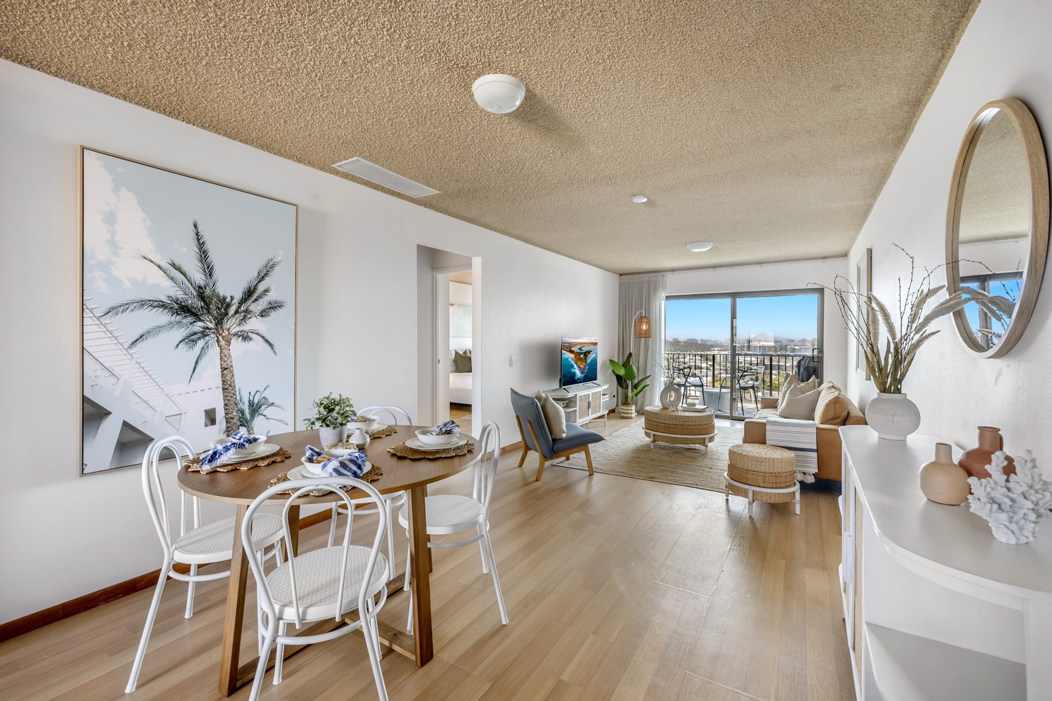 Walking distance to Mooloolaba and Alexandra Headland beaches, this chic 2-bed unit is within close proximity to many other beaches along this region's stunning coastline. Airy and bright, this apartment showcases captivating ocean views from its undercover balcony. Within walking distance to restaurants, scenic nature trails, and parks, enjoy the benefits of a tasteful design, A/C, self check in and secure parking. Look no further; this is the perfect spot.
The space
Just within walking distance to beaches and numerous local attractions, this delightful apartment welcomes you with relaxed interiors, a cosy and quaint open-plan living space, tranquil bedrooms, a lovely balcony with a BBQ, a dining area, and stunning ocean views. Whether you prefer sunbathing with a good book or diving into this region's vibrant surf scene, this impeccably situated property ensures comfort and ease. With added conveniences like an internal laundry, a single-car garage, and street parking, you'll be in close proximity to nature, entertainment venues, and public transport. Ready to create unforgettable Sunshine Coast memories? Secure your stay at this incredible property with a booking today!
 
Living room
- Seating for 4 people
- TV with streaming apps to be used with guest's credentials
- Air-conditioning
 
Kitchen & Dining Area
- Fully equipped with cookware, utensils and cutlery
- Oven and electric stovetop
- Dining area sits 4 people
 
Bathroom & Laundry
- Laundry room available with washer and dryer
- Travel essentials, towels and hairdryer provided
 
Amenity Notes
- Split system A/C (heating + cooling) in each rooms
- Wi-Fi is provided
- Garage parking for one average-sized vehicle
- Amenity access: undercover balcony with seating, BBQ and ocean views