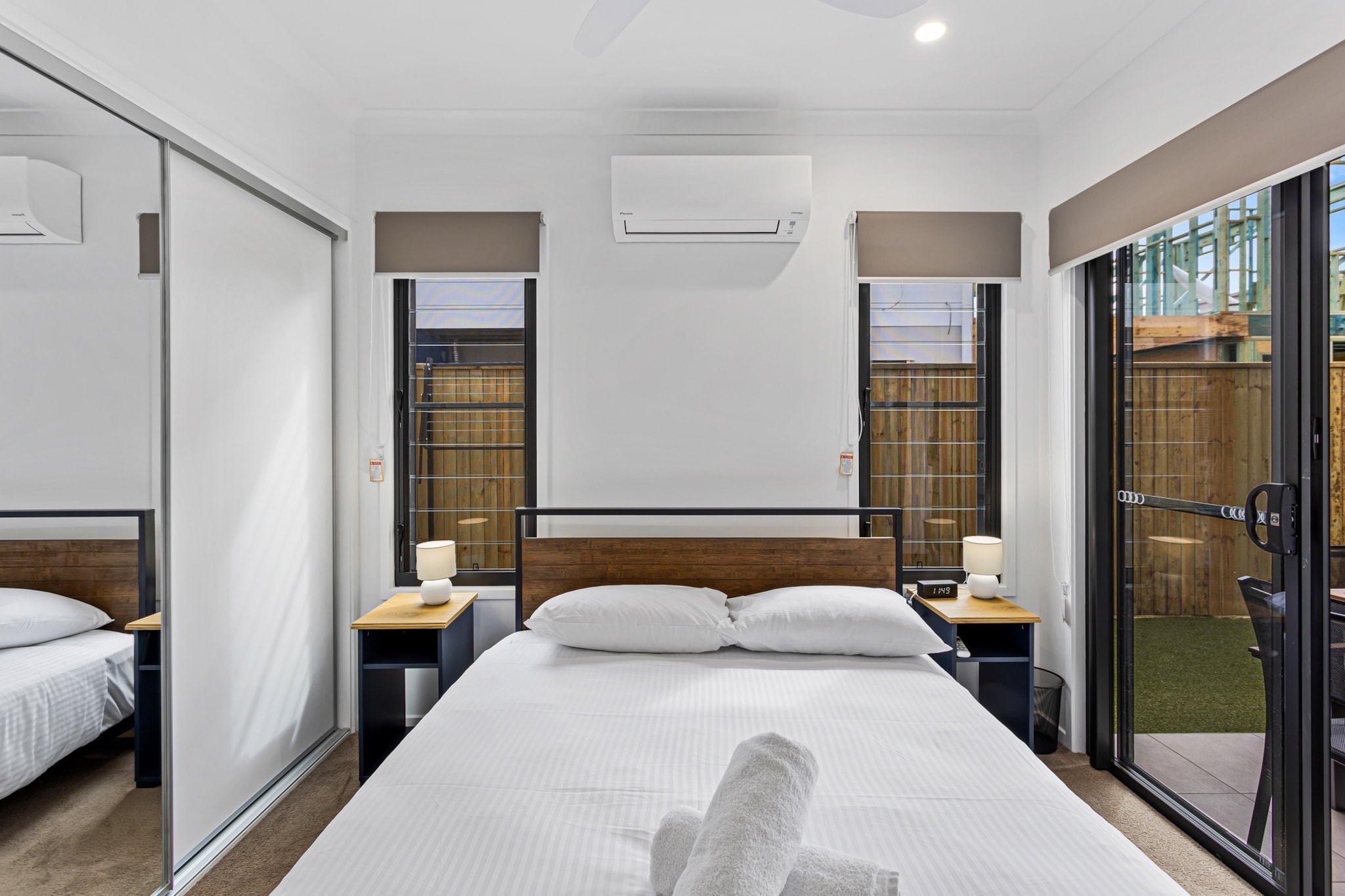 This stunning 3-bed home in the serene suburb of Murrumba Downs offers the perfect setting for your holiday adventures. With spacious interiors, and abundant natural light, the property features air conditioning, on-site parking, and an inviting outdoor dining area perfect for entertaining. Conveniently located, it is just a 10-min drive to North Lakes Shopping Centre, a 20-min drive to the scenic Redcliffe Peninsula, and a 30-min drive to the vibrant Brisbane CBD.
The space
For a perfect family holiday hangout, look no further than this spacious 3-bed, 2-bath property, featuring a master bedroom with an ensuite bathroom and an additional well-appointed bathroom, offering an unbeatable combination of modernity and comfort. This brand-new home features all-new furniture, creating a bright, spacious, and modern living environment. The sophisticated and minimalistic decor is enhanced by large windows that flood the interiors with natural light. The inviting open-plan layout includes a fully equipped kitchen, a comfortable living area with a sofa bed for extra guests, and a designated study nook for those needing a quiet workspace. You’ll find an undercover alfresco dining space outside, perfect for enjoying meals in the fresh air. The generously sized bedrooms and other modern amenities such as A/C, ceiling fans, WiFi and on-site parking will make you feel at home from the very first moment.
 
Living room
- Couch sits 4 people
- 65" TV with free air channels & streaming available (guests to use their own credentials)
 
Bedrooms
- Bedroom1 - Queen Bed with ensuite bathroom
- Bedroom2 - Queen Bed
- Bedroom3 - 2 Single Beds
 
Kitchen & Dining Area
- Fully equipped with utensils and cutlery
- Oven and electric stovetop
- Dining area sits 8 people (extendable)
-Air Fryer
 
Bathroom & Laundry
- Laundry room available with washer and dryer combo
- Travel essentials, towels and hairdryer provided
 
Amenity Notes
- Split A/C (heating + cooling) in living area, upstairs bedroom and downstairs bedroom.
- Ceiling fans in living area and bedrooms
- Wi-Fi available
- Lock up garage parking for 2 vehicles
- Amenity access: undercover deck with alfresco dining
Local area description
Murrumba Downs is a suburb in the Moreton Bay Region of Queensland, approximately 24 km north of Brisbane CBD. The suburb features modern homes, parks, and recreational facilities. The North Pine River forms the southern boundary, offering picturesque river views and water-based activities. Murrumba Downs also has good access to amenities, including shopping centres and public transport, particularly the Murrumba Downs railway station on the Redcliffe Peninsula line.
House rules
You are staying in a friendly and peaceful neighbourhood and we kindly ask you to respect the community and your surrounding neighbours. The following strict House Rules apply:
 
- No loud noise between 10 pm and 8 am
- No parties or antisocial behaviour
- No additional people are to access the property without our prior approval
- No pets are allowed in the property without approval
- No smoking is allowed at any times
- If you break something, please let us know
- To help protect all floor coverings, do not wear any shoes inside the property
 
Please be aware that excessive noise such as amplified music, vocals or screaming or anti-social behaviour in the property or common areas can cause neighbours to complain to us, the Building Manager, Council Rangers or Police.
 
IMPORTANT:
- Any breach of the House Rules may lead to a $500 fine plus compensation for any cost/damage created and immediate eviction of the property without refund.
- Pets are available on request unless the property states it is pet friendly. Any stays with pets will incur an additional cleaning fee of $200.
 
Finally, when checking out, we kindly ask you for the following:
 
- Please leave all beds unmade
- Please clean up your dishes and put them away
- In case you have rearranged furniture, please put it back to the original location
- Please take out the rubbish and remember to use the right bins
- Please ensure all appliances, A/C and lights are off and doors and windows are closed.
- Please check your accommodation thoroughly before departing to avoid any unintentional items left behind.
 
We are not liable for any items left behind after your stay. In the rare event that a guest reports a missing item, we will make every effort to locate it for you, but we cannot guarantee its retrieval. If the item is found, we will gladly assist in arranging its return to an address within Australia, subject to postage and service fees.
Interaction with guests
Welcome to MadeComfy! Our local team curates stays in exceptional Australian & New Zealand properties, ensuring style, comfort, and prime locations for discerning guests. We prioritise your needs to provide a memorable home-away-from-home experience. Explore our digital guidebooks for local recommendations, and don't hesitate to contact us throughout your stay. We're here to ensure your comfort - enjoy your stay with MadeComfy.
Notes
For your comfort, this property is prepared with professional-grade hotel-style linen, including a three-sheet setup, ensuring a fresh and hygienic sleep experience.
 
Extra Services:
- Early Check-in: Our standard check-in is at 3 pm. To guarantee early access to the property we suggest booking the night before if available. Otherwise, early check-in is subject to availability from the night before at an additional cost.
- Late check-out: Our standard check-out is at 10 am. To guarantee a later check-out of the property we suggest booking an additional night if available. Otherwise, a late check-out is subject to availability from the night before to an additional cost.
- Baggage: For security reasons, we are unable to receive or to keep unattended baggage before check-in or after check-out
- We provide a small welcome amenity pack to get your stay started.
- The construction next door is going to be happening for months.
- This booking is protected with coverage for lost baggage and emergency medical expenses, provided by Travel Support with claim upto 500 AUD (T&C Applies). For more details reach out to Guest Support team post booking.
Access description
- The key collection is located on a lock box onsite. Further details will be provided 3 days before check-in if your booking is successfully reserved.
- Stairs are required to access the inside of the property.
Getting around
Public Transport
The closest bus stop is located 550 m away from the property on Castle Hill Dr near Nottinghill Rd. Please visit Translink's website for more information.
 
Getting There
The property is located 26 km away from Brisbane Airport. By car, the journey will take around 20 minutes. By public transportation, the journey will take around 2h and 10 minutes.