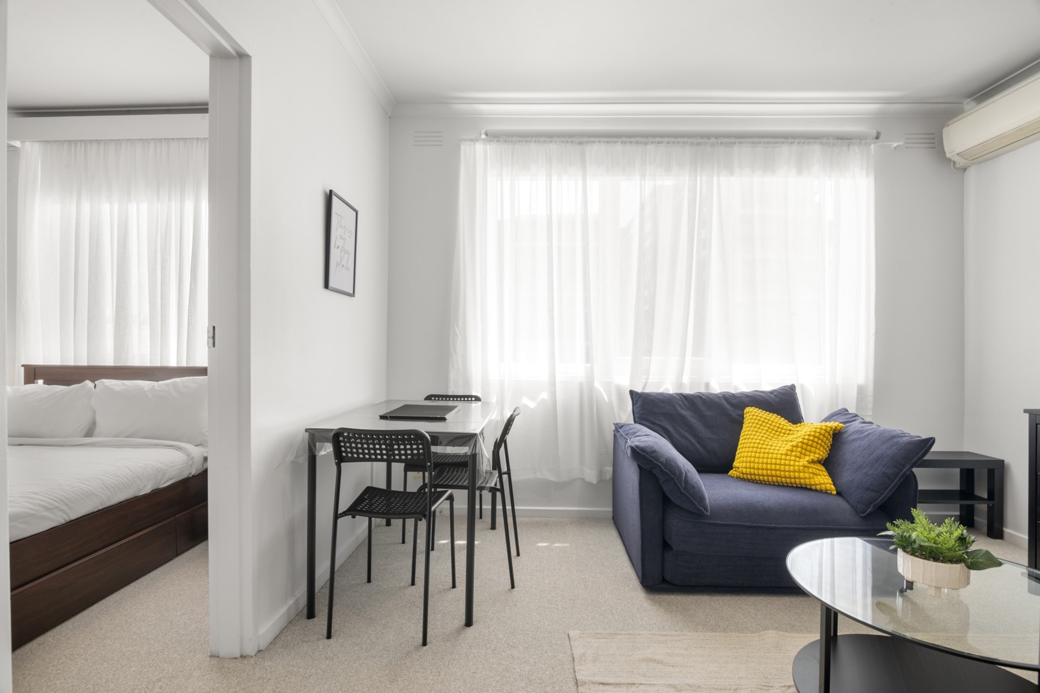 This sleek Richmond apartment will place you within walking distance of Swan Street's vibrant cafes, bars, and boutiques, with major attractions like the Melbourne Cricket Ground (MCG) and Royal Botanic Gardens. With excellent public transport options, exploring the city is a breeze. Inside, the modern and inviting interiors offer a peaceful spot to relax after a day in the city. If you’re looking for convenience, comfort, and easy access to Melbourne’s best, this apartment is perfect.
The space
If you're after a modern, stylish place in the heart of Melbourne, this Richmond apartment ticks all the boxes. Bright and sleek, the 1-bed, 1-bath apartment is filled with natural light, thanks to its large windows and contemporary design. The open-plan living area is comfortable and equipped with split A/C for year-round comfort, whilst the fully-equipped kitchen makes cooking hassle-free. The spacious bedroom, featuring a comfy double bed, offers a peaceful space to unwind, and the polished bathroom adds a touch of luxury with its modern fittings. Tucked away in a quiet spot yet close to the city’s main attractions, this apartment offers the perfect balance of comfort and centrality.
Living room
- Couch sits 4 people
- TV with free-to-air channels & streaming available (guests to use their own credentials)
Kitchen & Dining Area
- Fully equipped with utensils and cutlery
- Oven and gas stovetop
- Dining area sits 4 people
Bathroom & Laundry
- Laundry room available with washer and dryer combo
- Travel essentials, towels and hairdryer provided
Amenity Notes
- Split A/C (heating + cooling) in living area
- Wi-Fi available
- Parking for 1 vehicle
