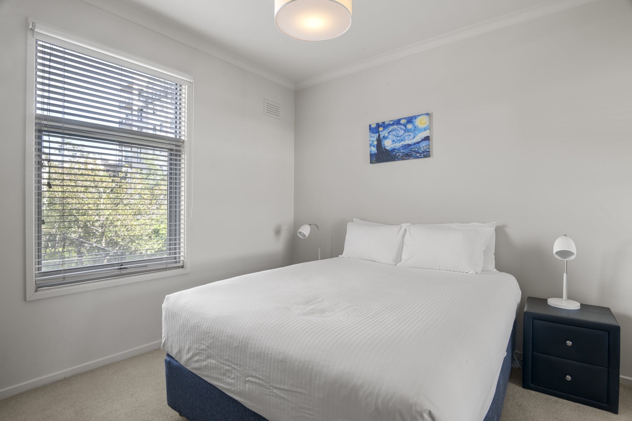 Discover Melbourne from this sleek 2-bed apartment. Boasting spacious interiors and large windows that frame lush green tree views, this property offers top-tier amenities, including a tennis court, pool and gym. Within walking distance, you'll find cultural gems such as the National Gallery of Victoria, Federation Square, and the Royal Botanic Gardens. Located at the heart of Melbourne’s thriving arts and entertainment scene, this apartment puts everything you need at your doorstep.
The space
This spacious 2-bed, 1-bath apartment in a quiet, leafy Southbank street offers a peaceful suburban escape with all the comforts of home. The light-filled living area provides a green outlook, creating a calm and relaxing atmosphere. Both bedrooms are furnished with comfy queen beds, ensuring a restful night's sleep, whilst the bathroom is well-equipped with a shower over bath. Stay comfortable year-round with both ducted and split air conditioning for heating and cooling, or step outside onto the private undercover balcony, where you can enjoy outdoor dining and a BBQ. For added comfort, the building offers access to a tennis court, swimming pool, and gym. With underground parking and close proximity to iconic attractions, this property combines homely comfort with fantastic amenities, making it an ideal base for your Melbourne stay.
Living room
- Couch sits 4 people
- TV with free-to-air channels & streaming available (guests to use their own credentials)
Kitchen & Dining Area
- Fully equipped with utensils and cutlery
- Oven and gas stovetop
- Dining area sits 6 people
Bathroom & Laundry
- Laundry room available with washer and dryer
- Travel essentials, towels and hairdryer provided
Amenity Notes
- Ducted and Split A/C (heating + cooling)
- Wi-Fi available
- Underground parking for 1 large vehicle
- Amenity access: private undercover balcony with BBQ; communal tennis court, swimming pool and gym
Local area description
Southbank is known for its modern and upscale urban living, making it a popular choice for those who want to experience Melbourne's vibrant city life while enjoying the beauty of the Yarra River. The suburb is home to some of Melbourne's most iconic cultural institutions, including the National Gallery of Victoria (NGV) and the Arts Centre Melbourne. Southbank features a diverse array of restaurants, cafes, and bars. The suburb boasts several beautiful parks and green spaces along the river, including the Royal Botanic Gardens, Alexandra Gardens, and Birrarung Marr. These areas offer opportunities for picnicking, jogging, and enjoying outdoor activities. The region is well-connected to Melbourne's public transportation network, with tram services running along St Kilda Road and other major routes. The suburb is also within walking distance of Flinders Street Station, one of Melbourne's main transportation hubs.
House rules
You are staying in a friendly and peaceful neighbourhood and we kindly ask you to respect the community and your surrounding neighbours. The following strict House Rules apply:
- No loud noise between 10 pm and 8 am
- No parties or antisocial behaviour
- No additional people are to access the property without our prior approval
- No pets are allowed in the property without approval
- No smoking is allowed at any times
- If you break something, please let us know
- To help protect all floor coverings, do not wear any shoes inside the property
Please be aware that excessive noise such as amplified music, vocals or screaming or anti-social behaviour in the property or common areas can cause neighbours to complain to us, the Building Manager, Council Rangers or Police.
IMPORTANT:
- Any breach of the House Rules may lead to a $500 fine plus compensation for any cost/damage created and immediate eviction of the property without refund.
- Pets are available on request unless the property states it is pet friendly. Any stays with pets will incur an additional cleaning fee of $200.
Finally, when checking out, we kindly ask you for the following:
- Please leave all beds unmade
- Please clean up your dishes and put them away
- In case you have rearranged furniture, please put it back to the original location
- Please take out the rubbish and remember to use the right bins
- Please ensure all appliances, A/C and lights are off and doors and windows are closed.
- Please check your accommodation thoroughly before departing to avoid any unintentional items left behind.
We are not liable for any items left behind after your stay. In the rare event that a guest reports a missing item, we will make every effort to locate it for you, but we cannot guarantee its retrieval. If the item is found, we will gladly assist in arranging its return to an address within Australia, subject to postage and service fees.
Interaction with guests
Welcome to MadeComfy! Our local team curates stays in exceptional Australian & New Zealand properties, ensuring style, comfort, and prime locations for discerning guests. We prioritise your needs to provide a memorable home-away-from-home experience. Explore our digital guidebooks for local recommendations, and don't hesitate to contact us throughout your stay. We're here to ensure your comfort - enjoy your stay with MadeComfy.
Notes
For your comfort, this property is prepared with professional-grade hotel-style linen, including a three-sheet setup, ensuring a fresh and hygienic sleep experience.
Extra Services:
- Early Check-in: Our standard check-in is at 3 pm. To guarantee early access to the property we suggest booking the night before if available. Otherwise, early check-in is subject to availability from the night before at an additional cost.
- Late check-out: Our standard check-out is at 10 am. To guarantee a later check-out of the property we suggest booking an additional night if available. Otherwise, a late check-out is subject to availability from the night before to an additional cost.
- Baggage: For security reasons, we are unable to receive or to keep unattended baggage before check-in or after check-out
- We provide a small welcome amenity pack to get your stay started.
- This booking is protected with coverage for lost baggage and emergency medical expenses, provided by Travel Support with claim upto 500 AUD (T&C Applies). For more details reach out to Guest Support team post booking.
Access description
- The key collection is located offsite 600 meters from the property and not available 24/7. Further details will be provided 3 days before check-in if your booking is successfully reserved.
- Stairs are required to access the front door of the property.
Getting around
Public Transport
The closest tram stop is located 350 m away from the property on 19-Miles St/Sturt St. Please visit Transport Victoria's website for more information.
Getting There
The property is located 27 km away from Melbourne Airport. By car, the journey will take around 25 minutes. By public transportation, the journey will take around 1 hour.