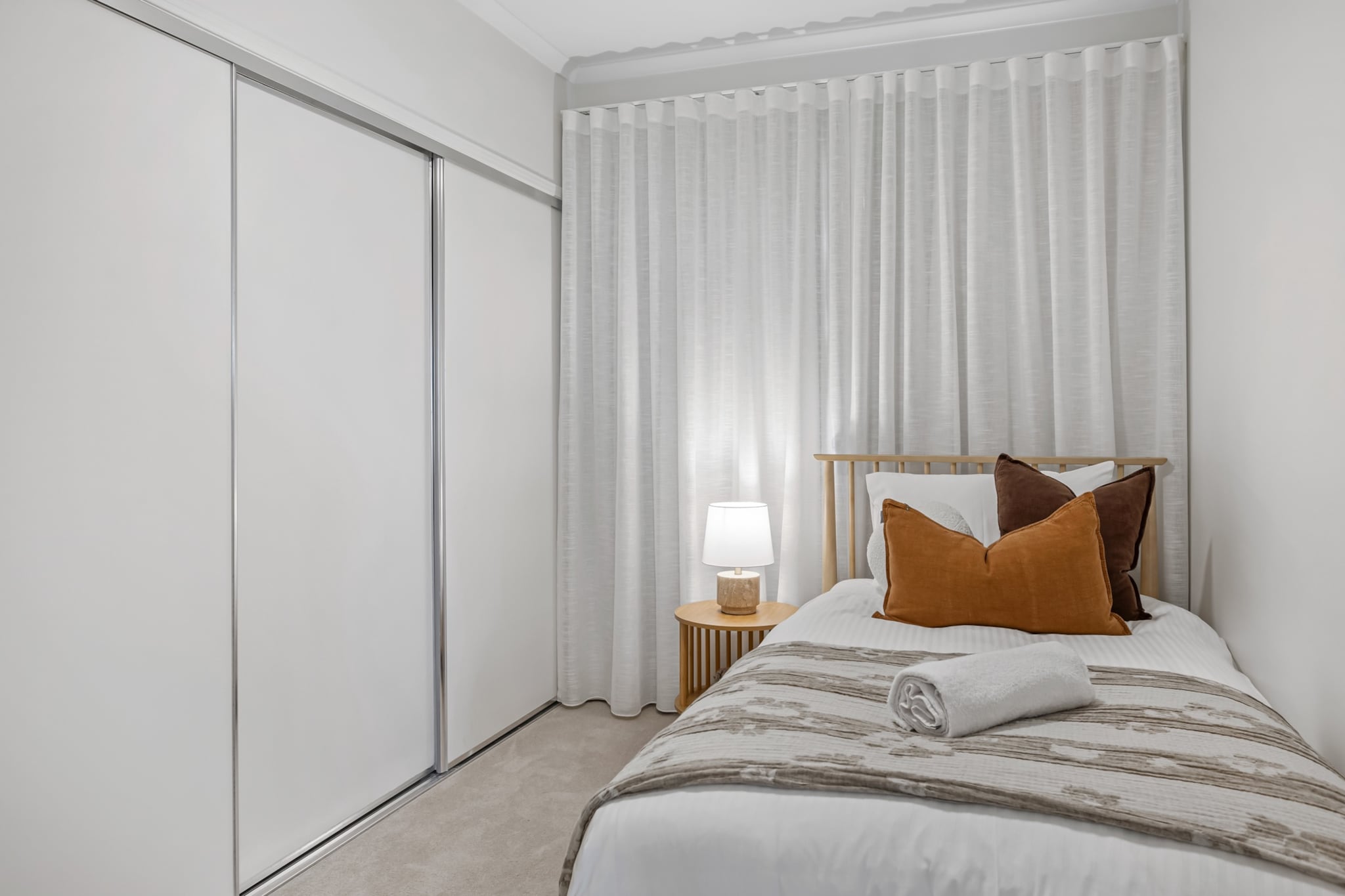 Enjoy the comfort and convenience of this 3-bedroom apartment in coastal Redcliffe. Boasting stylish interiors, a secure garage, and a private balcony, itâ€™s perfect for families or groups. Stay cool with air conditioning, unwind in a spacious living area, and prepare meals in a fully equipped kitchen. Situated near scenic beaches and local attractions, this property ensures a memorable getaway. Self-check-in adds to the ease of your stay.
The space
This elegant 3-bedroom apartment combines style and function. Two queen beds and a king-single bed ensure a restful stay, while each bedroom features blackout blinds for ultimate comfort. The bright living room offers plush seating for 4 and a TV with free-to-air and streaming options. Cook with ease in a well-equipped kitchen featuring an electric oven, stovetop, and ample dining space for 4. Outdoors, a private balcony provides serene views and a perfect spot for relaxation. Complete with air conditioning and a secure garage, this property delivers everything you need for a worry-free stay.
 
Living Room
-Couch seats 4 people + armchair
-TV with free-to-air channels; streaming available (guests to use own credentials)
 
Kitchen & Dining Area
-Fully equipped with utensils and cutlery
-Electric oven and stovetop
-Dining area seats 6
 
Bathroom & Laundry
-Laundry room available with washer and dryer
-Travel essentials, towels, and hairdryer provided
 
Amenity Notes
-Secure garage parking for one vehicle (SUV size; height limit 1.9m)
-Air conditioning in bedrooms and living areas
-Ceiling fans in bedrooms and dining area
-Private balcony with outdoor seating and ocean views
-Wi-Fi is available
Local area description
Nestled in vibrant Redcliffe, this apartment offers proximity to scenic beaches, local cafÃ©s, and parks. Explore the famous Redcliffe Jetty, visit Settlement Cove Lagoon, or take a stroll along the waterfront markets. Enjoy a relaxed coastal lifestyle with easy access to family-friendly attractions and dining options.
House rules
You are staying in a friendly and peaceful neighbourhood and we kindly ask you to respect the community and your surrounding neighbours. The following strict House Rules apply:
 
- No loud noise between 10 pm and 8 am
- No parties or antisocial behaviour
- No additional people are to access the property without our prior approval
- No pets are allowed in the property without approval
- No smoking is allowed at any times
- If you break something, please let us know
- To help protect all floor coverings, do not wear any shoes inside the property
 
Please be aware that excessive noise such as amplified music, vocals or screaming or anti-social behaviour in the property or common areas can cause neighbours to complain to us, the Building Manager, Council Rangers or Police.
 
IMPORTANT:
- Any breach of the House Rules may lead to a $500 fine plus compensation for any cost/damage created and immediate eviction of the property without refund.
- Pets are available on request unless the property states it is pet friendly. Any stays with pets will incur an additional cleaning fee of $200.
 
Finally, when checking out, we kindly ask you for the following:
 
- Please leave all beds unmade
- Please clean up your dishes and put them away
- In case you have rearranged furniture, please put it back to the original location
- Please take out the rubbish and remember to use the right bins
- Please ensure all appliances, A/C and lights are off and doors and windows are closed.
- Please check your accommodation thoroughly before departing to avoid any unintentional items left behind.
 
We are not liable for any items left behind after your stay. In the rare event that a guest reports a missing item, we will make every effort to locate it for you, but we cannot guarantee its retrieval. If the item is found, we will gladly assist in arranging its return to an address within Australia, subject to postage and service fees.
Interaction with guests
Welcome to MadeComfy! Our local team curates stays in exceptional Australian & New Zealand properties, ensuring style, comfort, and prime locations for discerning guests. We prioritise your needs to provide a memorable home-away-from-home experience. Explore our digital guidebooks for local recommendations, and don't hesitate to contact us throughout your stay. We're here to ensure your comfort - enjoy your stay with MadeComfy.
Notes
For your comfort, this property is prepared with professional-grade hotel-style linen, including a three-sheet setup, ensuring a fresh and hygienic sleep experience.
 
Extra Services:
- Early Check-in: Our standard check-in is at 3 pm. To guarantee early access to the property we suggest booking the night before if available. Otherwise, early check-in is subject to availability from the night before at an additional cost.
- Late check-out: Our standard check-out is at 10 am. To guarantee a later check-out of the property we suggest booking an additional night if available. Otherwise, a late check-out is subject to availability from the night before to an additional cost.
- Baggage: For security reasons, we are unable to receive or to keep unattended baggage before check-in or after check-out
- We provide a small welcome amenity pack to get your stay started.
- This booking is protected with coverage for lost baggage and emergency medical expenses, provided by Travel Support with claim upto 500 AUD (T&C Applies). For more details reach out to Guest Support team post booking.
Access description
Key collection is onsite. Further details will be provided 3 days before check-in if your booking is successfully reserved.
Getting around
Public Transport: Redcliffe is well-served by buses connecting to Brisbane and surrounding areas. Local stops are within walking distance.
 
Getting There: Brisbane Airport is a 25-min drive (30km), and Brisbane CBD is a 35-min drive (40km).