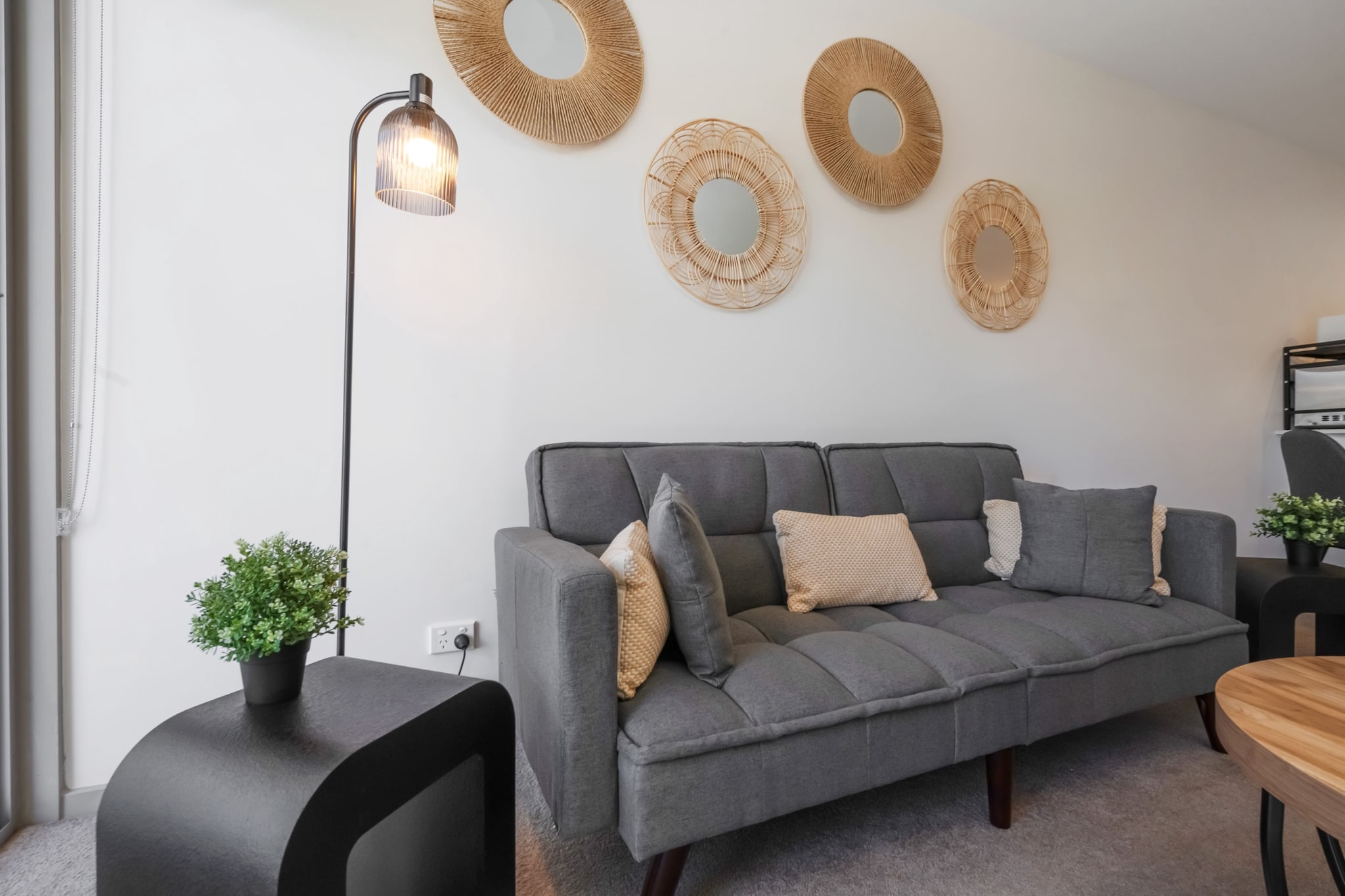 Bed Linen, Hot Water, Internet Access DSL, Wardrobe, Living room(single sofa bed), Kitchen(stove, electric kettle, toaster, coffee machine, oven, microwave, dishwasher, fridge), bedroom(Queen Bed), bedroom(single bed), bathroom(shower, washbasin, toilet), First Aid, Play area, tumble dryer, washing machine, balcony or terrace, heating, air conditioning, iron, hairdryer, Towels/Sheets (Incl.), shampoo, body soap, Essentials, dishes and cutlery, Conditioner, Long term stays allowed, Room-darkening shades, Shower gel, Wine glasses