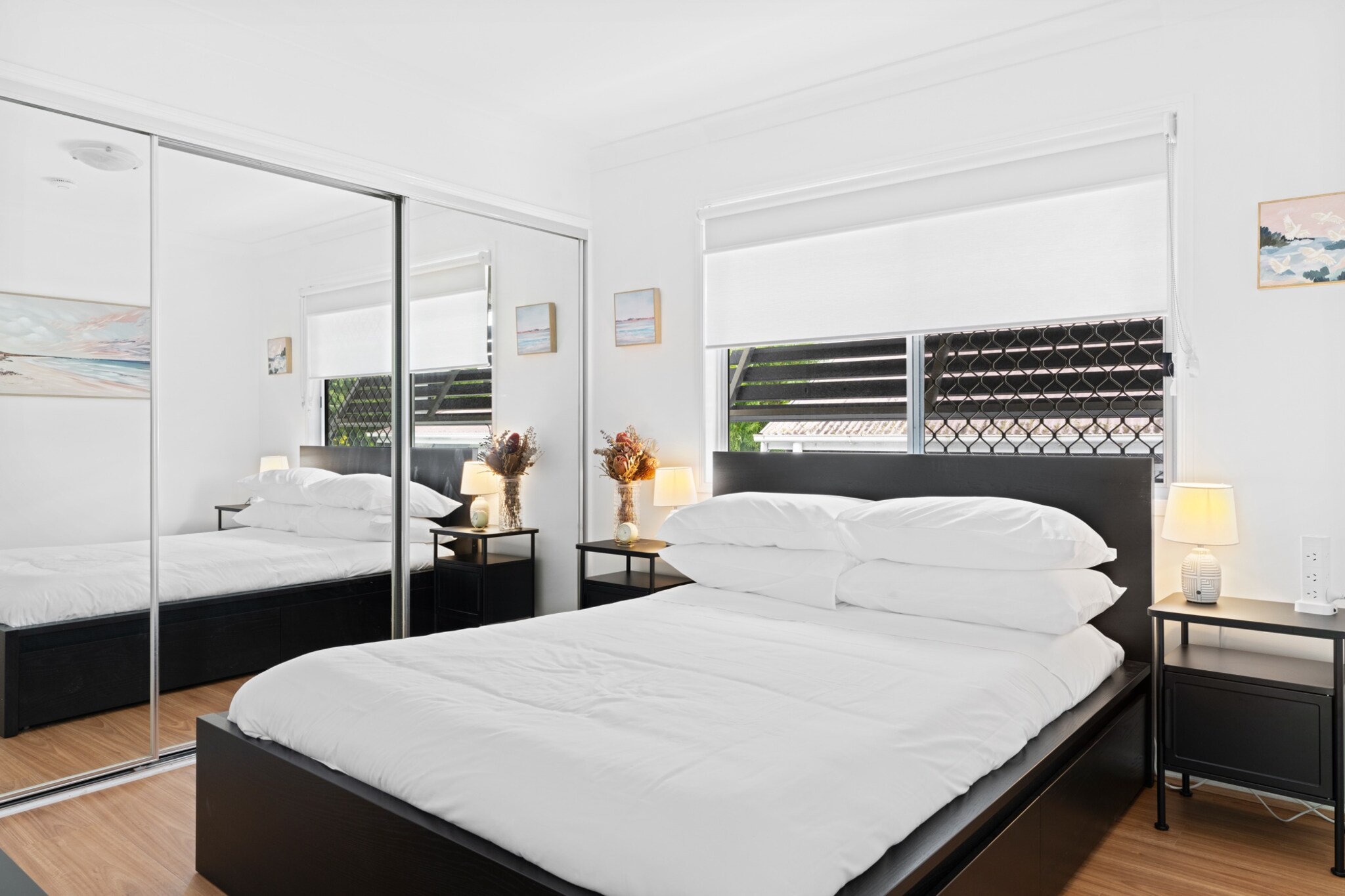 Desk, Hot Water, Internet Access DSL, Safe, Wardrobe, Kitchen(dining table, stove, electric kettle, toaster, coffee machine, oven, microwave, dishwasher, fridge, dishes and cutlery, Cooking basics, Coffee, Wine glasses), bedroom(Bed Linen, Room-darkening shades, Queen Bed), bedroom(Queen Bed), bedroom(Queen Bed), bathroom(hairdryer, Towels/Sheets (Incl.), shampoo, body soap, Conditioner, Shower gel), bathroom(hairdryer, Towels/Sheets (Incl.), shampoo, body soap), First Aid, Play area, TV, tumble dryer, washing machine, balcony or terrace, heating, air conditioning, iron, Essentials, Dedicated workspace, Long term stays allowed