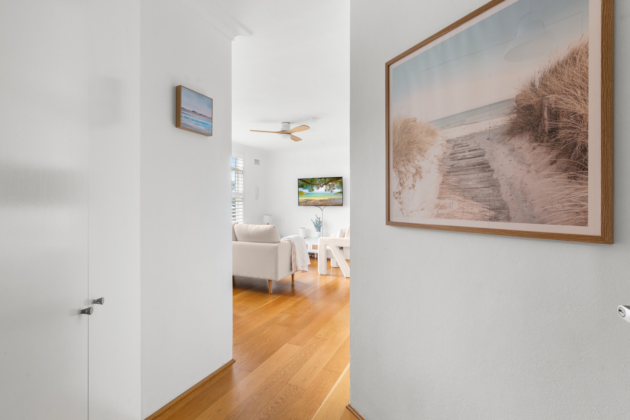 Escape to this bright and peaceful Vaucluse apartment featuring two cosy bedrooms, a private balcony, and a dedicated study nook. Perfect for couples or professionals, enjoy a fully equipped kitchen, onsite parking, and air-conditioned comfort. Set near coastal walks and harbour views, with convenient self-check-in, this stylish retreat offers everything needed for a relaxing Sydney stay.
The space
Welcome to this beautifully curated Vaucluse apartment, where natural light floods the spacious interiors and timber floorboards create a warm, inviting atmosphere. Both bedrooms open out to the balcony and are equipped with bedside tables, reading lamps, and generous wardrobe space. The master bedroom features a queen bed and a cosy study nook â€“ ideal for working from home or relaxing with a book â€“ while the second bedroom offers a comfortable double bed. The open-plan living area includes a stylish two-seater sofa, a smart TV with streaming access, and direct entry to a private balcony â€“ perfect for your morning coffee. The modern kitchen is equipped with a convection oven, built-in electric oven, 5-burner gas cooktop, air fryer, dishwasher, coffee machine, and all essential cookware. A sleek, well-appointed bathroom is complemented by a private laundry with washer and dryer. For year-round comfort, the apartment includes split-system air conditioning, ceiling fans, and heaters in the bedrooms. Combining functionality, comfort, and coastal charm, this apartment is the ideal Vaucluse retreat.
 
Living Room
- Couch seats 2 people
- TV with Netflix (guests to use their own credentials)
 
Kitchen & Dining Area
- Fully equipped with cutlery and utensils
- 12L convection oven, built-in electric oven, & 5-burner gas cooktop and 5L Airfryer
- Dining area seats 4
 
Bathroom & Laundry
- Laundry area available with washer and dryer in the bathroom
- Iron, ironing board and garment steamer for use
- Travel essentials, towels and hairdryer provided
- Communal clothes line
 
Amenity Notes
- Onsite parking with 1 dedicated spot
- Split A/C (heating + cooling) in bedrooms
- Wi-Fi is available
- Ceiling fans are located in the lounge and the second bedroom
- Study nook located in the master bedroom
- Private balcony with outdoor seating area
- Communal garden area with clothes line
