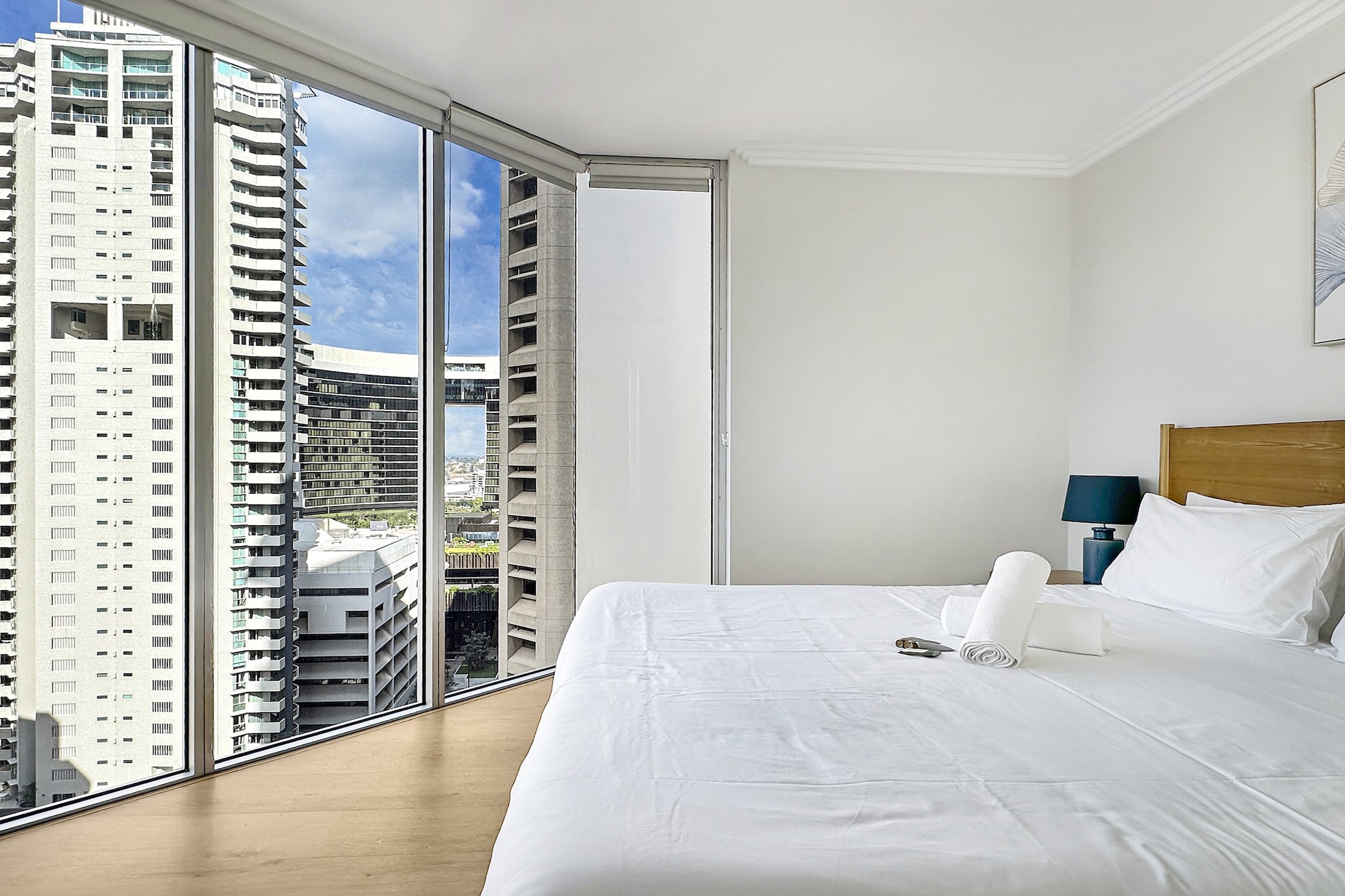 Discover this stylish city apartment in the heart of Brisbane, ideal for business travellers or couples. Enjoy ducted air conditioning, a private balcony, and access to premium building amenities including a gym, sauna, pool and BBQ. With a fully equipped kitchen and internal laundry, itâ€™s perfect for long or short stays. Self-check-in via lockbox makes arrivals easy and flexible.
The space
Step into a sunlit apartment designed for effortless city living. The open-plan space flows from a modern kitchen with gas cooktop and electric oven to a vibrant living area featuring a four-seater couch and sleek TV setup. A sliding glass door leads to a private balcony complete with outdoor furnitureâ€”perfect for morning coffee or sunset views. The master bedroom offers a plush king bed, blackout blinds, and ducted air conditioning for year-round comfort. The second bedroom includes a bunk bed, providing flexible sleeping arrangements for additional guests or children. The bathroom features quality fittings and a clean design, while the private laundry with washer and dryer ensures extended stays are comfortable. A blend of neutral tones and artistic accents creates a calming yet cosmopolitan atmosphere. With natural and artificial plants, stylish decor, and thoughtful layout, this property is your elevated urban retreat.
 
Living Room
- Couch seats 4 people
- TV with streaming apps (guests to use their own credentials)
 
Kitchen & Dining Area
- Fully equipped with cutlery and utensils
- Gas stovetop and electric oven
- Dining area seats 4
 
Bathroom & Laundry
- Laundry room available with washer and dryer
- Travel essentials, towels and hairdryer provided
 
Amenity Notes
- No on-site parking available
- Ducted A/C (heating + cooling) throughout
- Wi-Fi is available
- Private Amenities: Balcony with outdoor furniture
- Building Amenities: Gym, pool, sauna, and BBQ on Level 3
Local area description
Located in Brisbane City, this apartment places you steps from vibrant riverside dining and top attractions. Walk to the Queen Street Mall, South Bank Parklands, and the City Botanic Gardens. Enjoy a blend of cultural events, shopping, and outdoor leisure, all within a scenic urban backdrop.
House rules
You are staying in a friendly and peaceful neighbourhood and we kindly ask you to respect the community and your surrounding neighbours. The following strict House Rules apply:
 
- No loud noise between 10 pm and 8 am
- No parties or antisocial behaviour
- No additional people are to access the property without our prior approval
- No pets are allowed in the property without approval
- No smoking is allowed at any times
- If you break something, please let us know
- To help protect all floor coverings, do not wear any shoes inside the property
 
Please be aware that excessive noise such as amplified music, vocals or screaming or anti-social behaviour in the property or common areas can cause neighbours to complain to us, the Building Manager, Council Rangers or Police.
 
IMPORTANT:
- Any breach of the House Rules may lead to a $500 fine plus compensation for any cost/damage created and immediate eviction of the property without refund.
- Pets are available on request unless the property states it is pet friendly. Any stays with pets will incur an additional cleaning fee of $200.
 
Finally, when checking out, we kindly ask you for the following:
 
- Please leave all beds unmade
- Please clean up your dishes and put them away
- In case you have rearranged furniture, please put it back to the original location
- Please take out the rubbish and remember to use the right bins
- Please ensure all appliances, A/C and lights are off and doors and windows are closed.
- Please check your accommodation thoroughly before departing to avoid any unintentional items left behind.
 
We are not liable for any items left behind after your stay. In the rare event that a guest reports a missing item, we will make every effort to locate it for you, but we cannot guarantee its retrieval. If the item is found, we will gladly assist in arranging its return to an address within Australia, subject to postage and service fees.
Interaction with guests
Welcome to MadeComfy! Our local team curates stays in exceptional Australian & New Zealand properties, ensuring style, comfort, and prime locations for discerning guests. We prioritise your needs to provide a memorable home-away-from-home experience. Explore our digital guidebooks for local recommendations, and don't hesitate to contact us throughout your stay. We're here to ensure your comfort - enjoy your stay with MadeComfy.
Notes
- The lobby entrance is accessible between 7 AM and 11 PM. Please buzz reception to have the door opened.
 
For your comfort, this property is prepared with professional-grade hotel-style linen, including a three-sheet setup, ensuring a fresh and hygienic sleep experience.
 
Extra Services:
- Early Check-in: Our standard check-in is at 3 pm. To guarantee early access to the property we suggest booking the night before if available. Otherwise, early check-in is subject to availability from the night before at an additional cost.
- Late check-out: Our standard check-out is at 10 am. To guarantee a later check-out of the property we suggest booking an additional night if available. Otherwise, a late check-out is subject to availability from the night before to an additional cost.
- Baggage: For security reasons, we are unable to receive or to keep unattended baggage before check-in or after check-out
- We provide a small welcome amenity pack to get your stay started.
- This booking is protected with coverage for lost baggage and emergency medical expenses, provided by Travel Support with claim upto 500 AUD (T&C Applies). For more details reach out to Guest Support team post booking.
Access description
Key collection is onsite. Further details will be provided 3 days before check-in if your booking is successfully reserved.
Getting around
Public Transport
Multiple bus routes service Mary St, with Roma St and Central train stations within a 10-min walk.
 
Getting There
Approx. 20-min drive from Brisbane Airport. Less than 5 min drive or 15-min walk to Brisbane CBD.