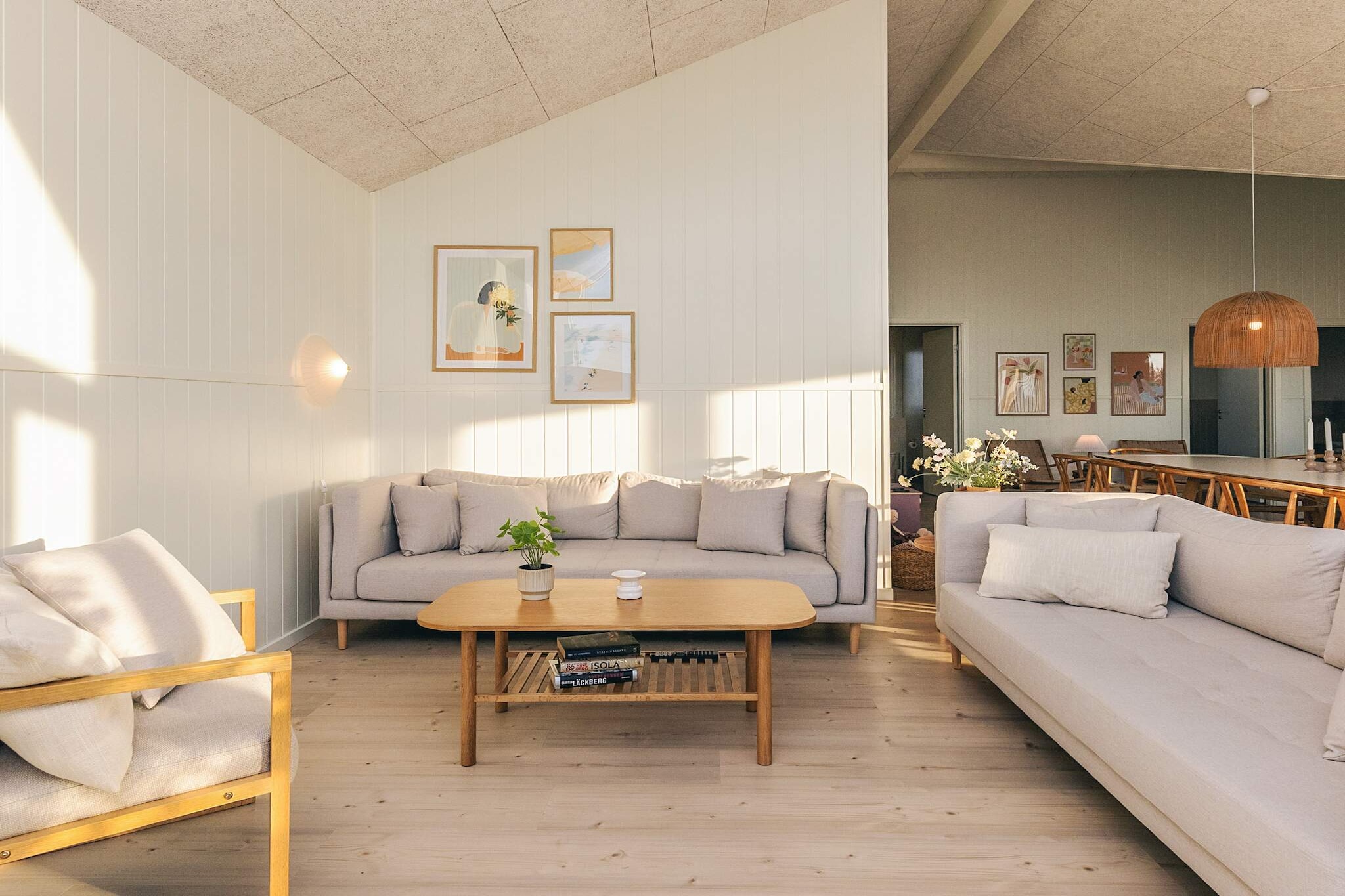 Internet Access DSL, Kitchen(stove(induction), coffee machine, oven, microwave, dishwasher, fridge, freezer(200-249L)), Living/bed room(TV(german television channels, danish TV channels (DR1 and TV2))), bedroom(double bed), bedroom(double bed), bedroom(double bed), bedroom(double bed), bedroom(2x single bed, 2x bunk bed), bathroom(tumble dryer, washbasin, shower, toilet, washing machine), bathroom(washbasin, shower, toilet), Bubble bath(outside, heated, 8 persons), sauna(outside, 8 persons), terrace, garden furniture, deckchairs, play equipment, air to air heatpump