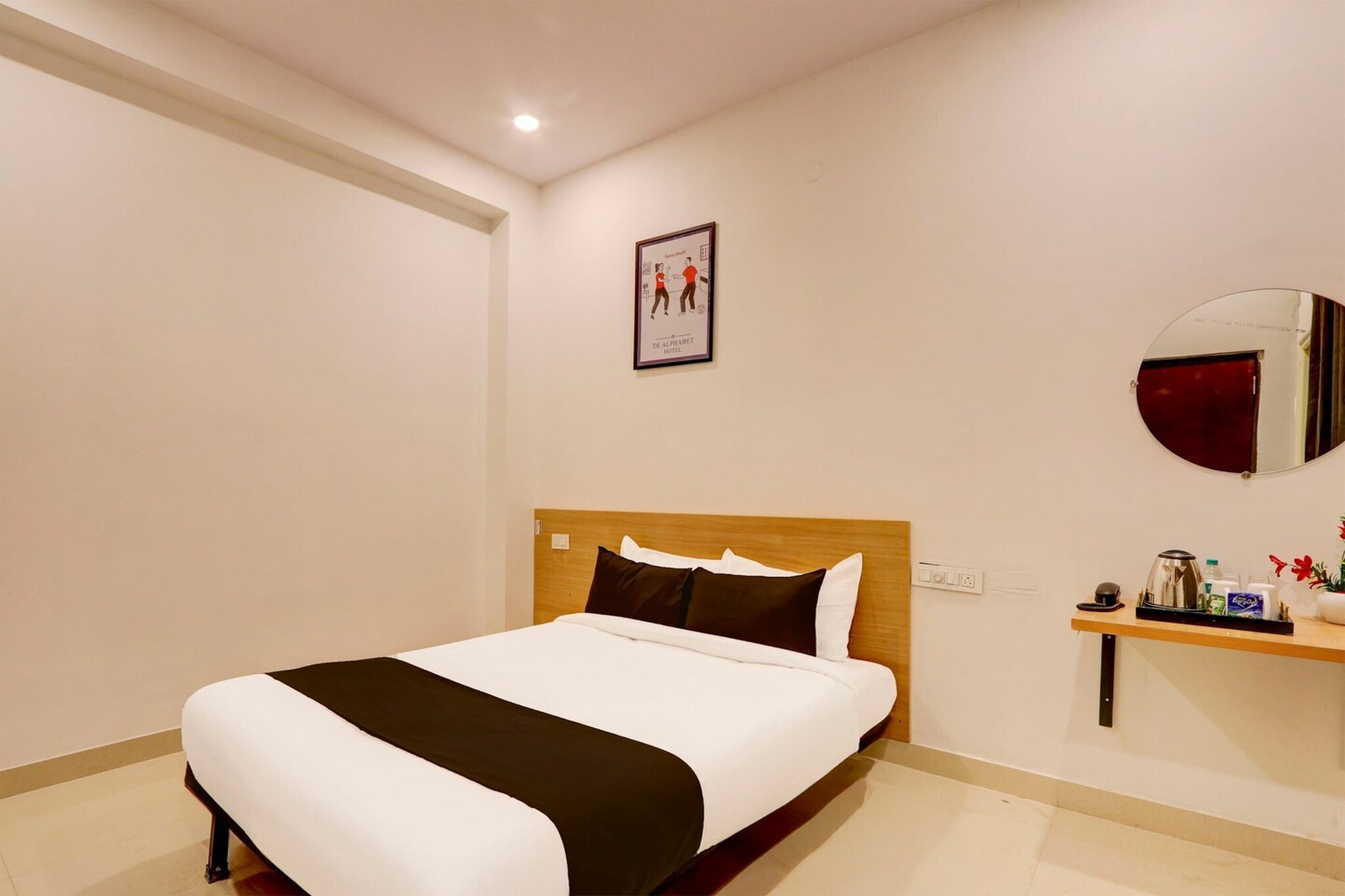 Located within 15 km of Snow World and 16 km of Jalavihar, Super Collection O De Alphabet Hotel ECIL provides rooms with air conditioning and a private bathroom in Hyderabad. This 3-star hotel offers room service and a 24-hour front desk. The hotel features family rooms.
Guest rooms at the hotel are equipped with a seating area, a flat-screen TV with satellite channels and a private bathroom with free toiletries and a bath or shower. The units include a desk.
Guests at Super Collection O De Alphabet Hotel ECIL can enjoy a continental breakfast.
AP State Archaeology Museum is 17 km from the accommodation, while Hussain Sagar Lake is 17 km away. Rajiv Gandhi International Airport is 35 km from the property.
Early Check-In Policy: A full day’s room rate will be charged for check-ins before 6:00 AM. Complimentary early check-in is available between 6:00 AM and 10:00 AM, subject to room availability.
Check-in is only available to guests aged 18 and above. Please provide a government-issued ID to confirm your age.
1. Unmarried couples are warmly welcome at this property.
2. Guests with local ID proof are warmly welcome.
3.Foreign guests are welcome and allowed to stay at this property without any restrictions