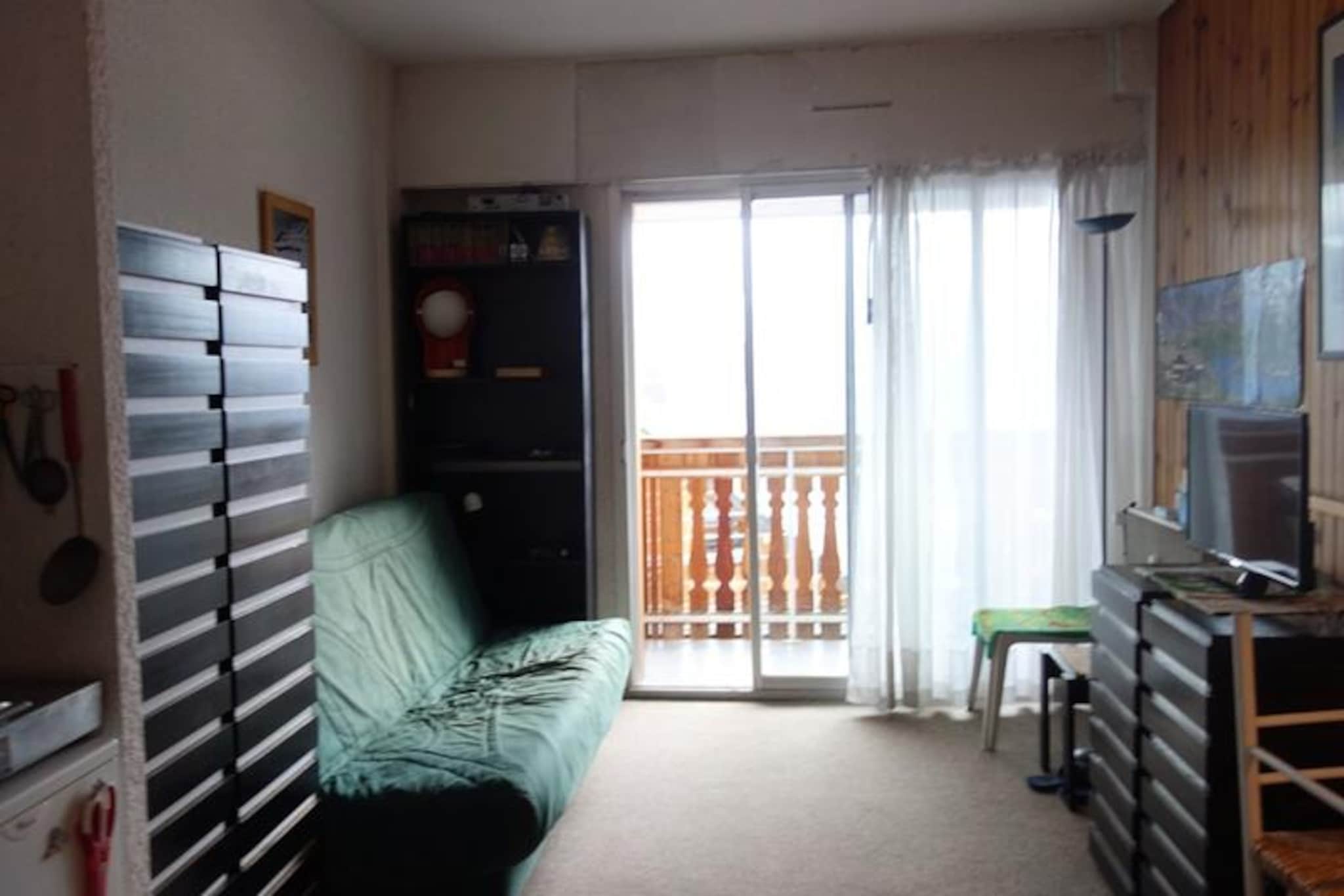 In the heart of the French Alps, this charming studio apartment in L'EDELWEISS offers a cozy retreat for adventurers and relaxation seekers alike. Whether you're here to carve through pristine slopes or bask in the serene mountain atmosphere, this property places you at the center of it all. Imagine waking up to the crisp alpine air and enjoying your morning coffee on the south-facing balcony, soaking in the breathtaking views of the surrounding peaks. Located just moments from the 'ALP 'EXPRESS' ski lifts, your gateway to unforgettable days on the slopes is right at your doorstep. \n\nThe 25m² studio is thoughtfully designed to maximize comfort and functionality, accommodating up to four guests. The living room features a sofa bed, perfect for unwinding after a day of adventure, while the bunk beds provide a cozy sleeping arrangement. The compact kitchen is equipped with everything you need, including two electric hotplates, a microwave, and a dishwasher, making meal preparation a breeze. The bathroom includes a relaxing bathtub, and the separate toilet adds convenience for group stays. A dedicated ski locker ensures your gear is always ready for the next outing.\n\nBeyond the apartment, you'll find yourself immersed in the vibrant resort atmosphere. Shops, restaurants, and après-ski spots are all within easy reach, ensuring you have everything you need for a memorable stay. Whether you're here for winter sports or summer hikes, the surrounding area offers endless opportunities for exploration and adventure. \n\nChoose this delightful studio for your next alpine getaway and create lasting memories in one of France's most picturesque mountain destinations.