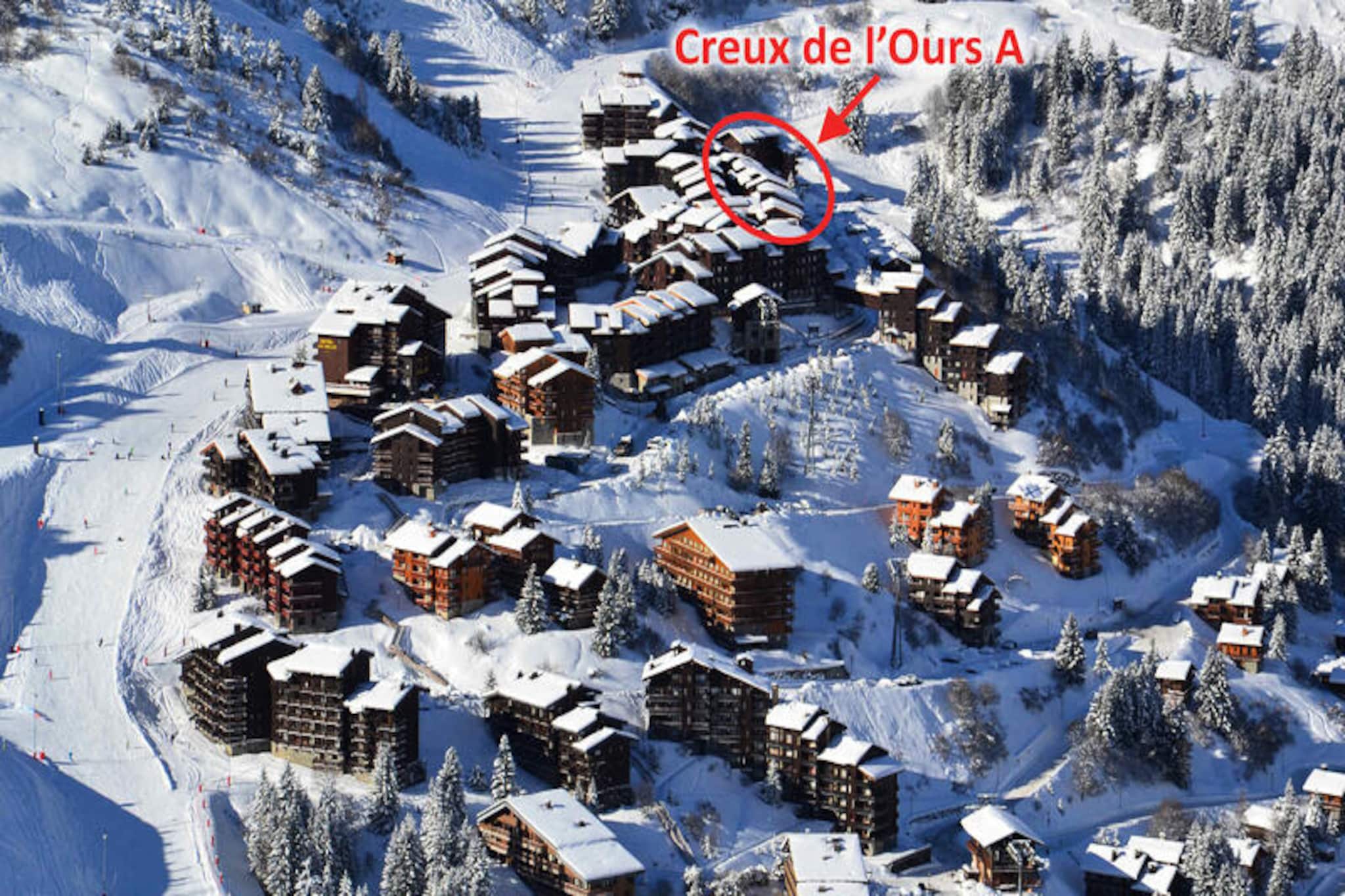 In the charming alpine village of Laitelet, the Creux de l'Ours residence offers a cozy retreat for those seeking the perfect ski getaway. Imagine waking up to the crisp mountain air, stepping out onto your private north-facing balcony, and gazing at the serene snow-covered slopes. With its unbeatable location at the foot of the pistes, this residence ensures you can start your skiing adventure in moments. Simply head to the ski lockers, cross the square, and glide onto the green run leading to the main ski lift departure point. Convenience meets tranquility in this idyllic setting.
This thoughtfully designed apartment accommodates up to four guests across its 27m² space. The living room features a set of trundle beds and a single bed, while the separate bedroom offers two comfortable single beds, making it ideal for families or small groups. The kitchenette, equipped with a microwave/grill, refrigerator, ceramic hobs, and essential appliances like a toaster and coffee maker, allows you to prepare hearty meals after a day on the slopes. A flat-screen TV and free Wi-Fi (subject to availability) add to the modern comforts, while the separate bathroom and toilet ensure practicality. Please note, this is a non-smoking, pet-free property.
Laitelet is not just about skiing; the area boasts a vibrant atmosphere with shops and amenities just steps away. The Chalets cable car, operating from early morning to late evening, provides free and easy access to explore the surrounding Hameau and Laitelet areas. Whether you're here for the thrill of skiing, the charm of the alpine village, or the convenience of doorstep amenities, the Creux de l'Ours residence promises a memorable mountain escape. Let the magic of the French Alps captivate you as you create unforgettable memories in this serene retreat.