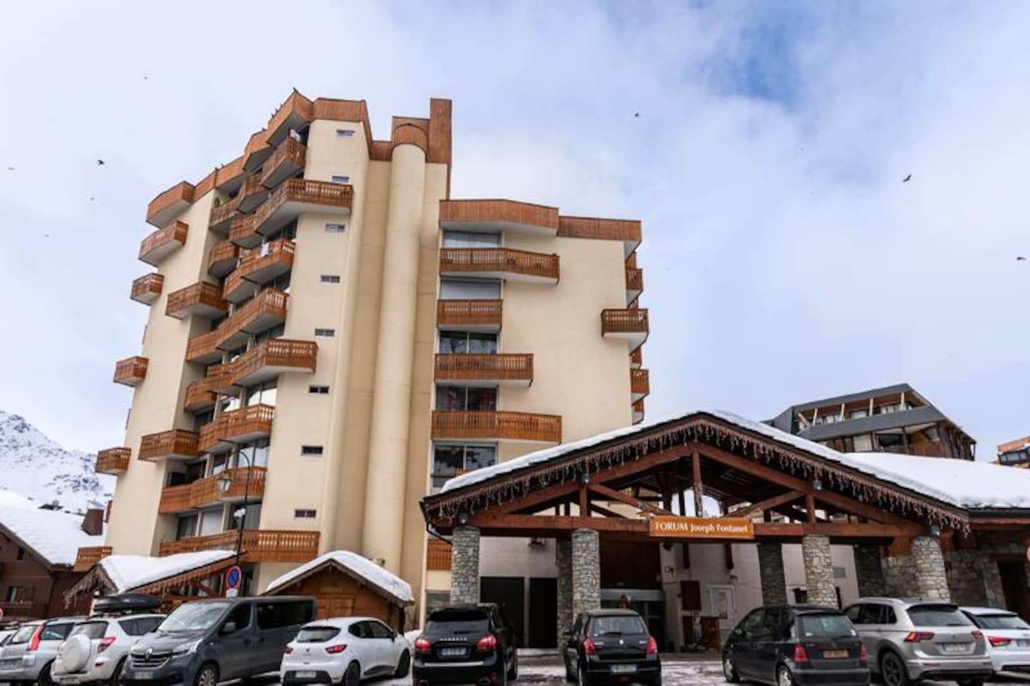 High above the vibrant heart of Val Thorens, the DOME DE POLSET residence offers an exceptional alpine retreat surrounded by breathtaking peaks and world-class skiing. From your south-facing balcony, soak in panoramic views of the majestic Péclet and Cime Caron mountains as the sun casts its golden glow over the snow-covered slopes. The residence is perfectly situated just 50 meters from the pistes, ensuring effortless access to the renowned Three Valleys ski domain, a paradise for winter sports enthusiasts. Whether you're here to carve fresh tracks or simply immerse yourself in the serene beauty of the Alps, this location delivers an unforgettable experience. \n\nRecently renovated in 2024, this charming studio combines modern comfort with cozy alpine charm. Located on the third floor and accessible by elevator, it features a well-equipped kitchenette with an induction hob, fridge/freezer, and dishwasher, making it easy to prepare meals after a day on the slopes. The sleeping arrangements include a fold-away double bed (160 x 200 cm) and two bunk beds in the entrance, providing comfortable accommodations for up to four guests. The stylish shower room with toilet adds a touch of luxury, while the ski locker ensures your gear is ready for adventure each morning. \n\nThe residence is conveniently close to the Péclet shopping mall, where you'll find restaurants, supermarkets, a pharmacy, shops, and even a medical center. Whether you need to stock up on essentials or enjoy a leisurely après-ski meal, everything is within easy reach. Beyond skiing, Val Thorens offers a vibrant mix of activities, from snowshoeing and sledding to lively nightlife and cultural events. \n\nChoose the DOME DE POLSET for its unbeatable location, modern amenities, and stunning views. Whether you're seeking thrilling days on the slopes or tranquil evenings under the alpine stars, this studio is your gateway to the magic of the mountains.