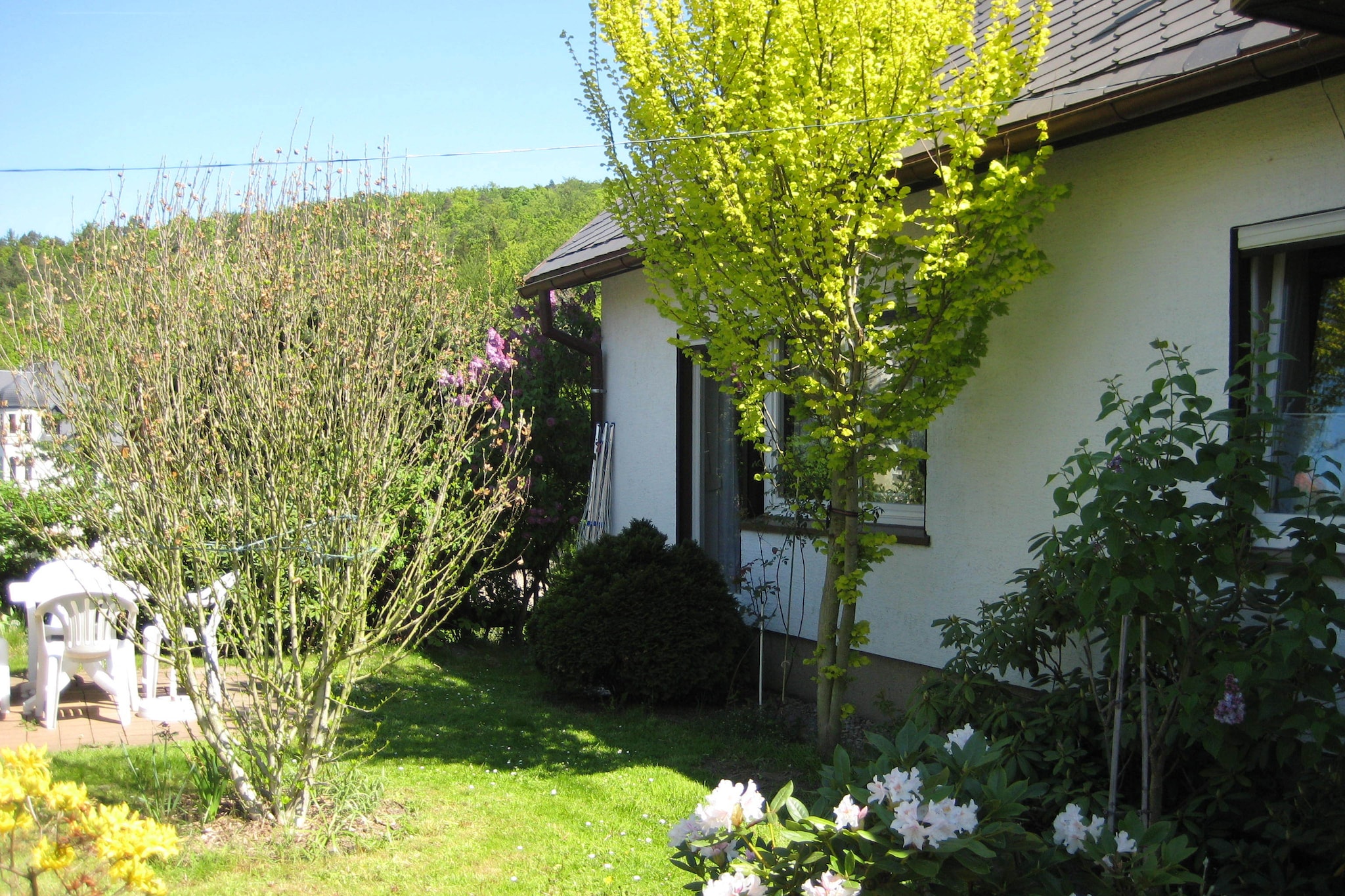 Ferienwohnung mit Kamin Am Waldrand-Gardens in summer