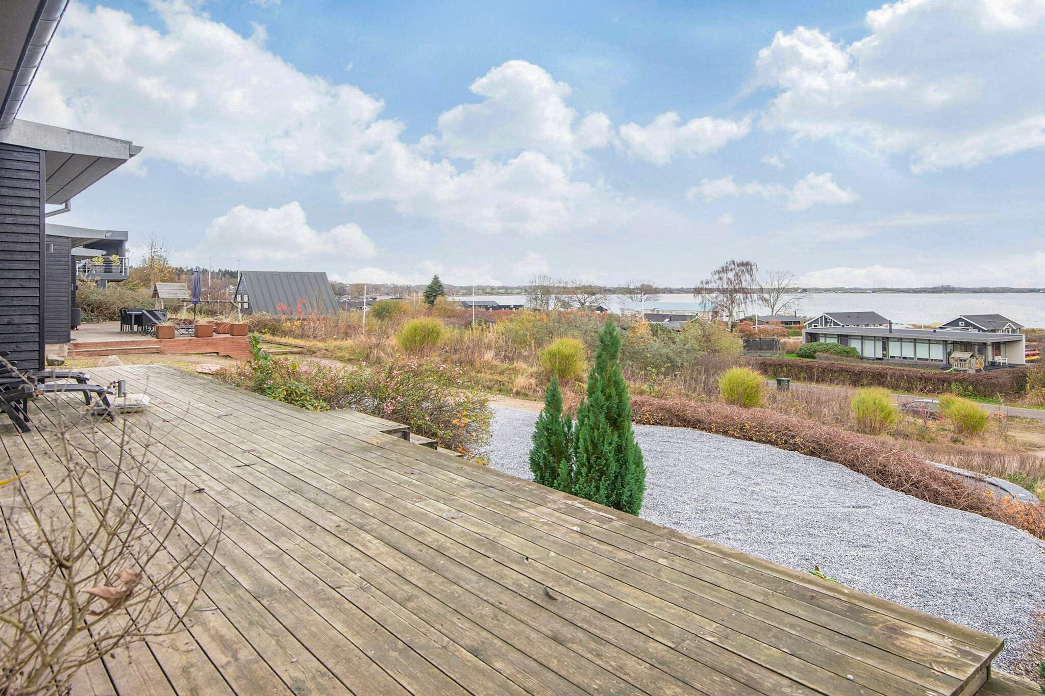 Internet Access DSL, Sitting room(double bed), Kitchen(stove(induction), coffee machine, oven, microwave, dishwasher, fridge, fridge-freezer), Living/bed room(TV(german television channels, danish TV channels (DR1 and TV2), norvegian TV channels , swedish TV channels), table football, chromecast), bedroom(double bed, TV(german television channels, danish TV channels (DR1 and TV2), norvegian TV channels , swedish TV channels)), bedroom(double bed, TV(german television channels, danish TV channels (DR1 and TV2), norvegian TV channels , swedish TV channels)), bedroom(double bed), bathroom(tumble dryer, bath tub, washbasin, shower, toilet, washing machine), bathroom(washbasin, shower, toilet), terrace, garden, garden furniture, deckchairs, play equipment, air to water heatpump