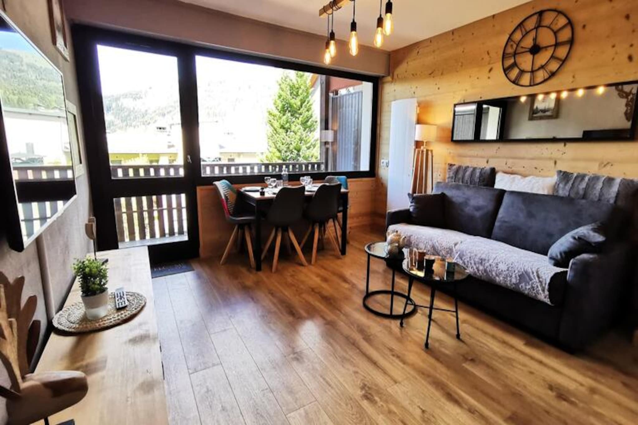 With breathtaking views of Mont Chery and the Pic du Marcelly, this charming studio cabin offers a serene mountain retreat for couples or small families. Positioned on the first floor of a cozy residence, this 30 m² space combines modern comforts with a tranquil ambiance, perfect for unwinding after a day of alpine adventures. The southwest exposure fills the studio with natural light, while the large balcony invites you to savor the majestic scenery and crisp mountain air. Whether you're here for skiing or summer hikes, the proximity to the slopes and local amenities ensures a seamless and memorable stay. \n\nInside, the studio is thoughtfully designed to maximize comfort and functionality. The entrance hall features a fully equipped kitchenette, ideal for preparing hearty meals after an active day. The living room boasts a comfortable sofa bed for two and direct access to the balcony, creating a cozy yet airy atmosphere. An enclosed sleeping alcove with bunk beds provides a snug space for children or additional guests. The bathroom is equipped with a heated towel rail, and the separate toilet adds convenience. Modern amenities such as Wi-Fi, a flat-screen TV, and a Nespresso machine enhance your stay, while thoughtful extras like a raclette and fondue set bring a touch of local flavor to your evenings. \n\nLocated just 50 meters from the ski slopes and 400 meters from the nearest shops, everything you need is within easy reach. The shuttle stop is only 100 meters away, offering effortless access to the village center and the ESF ski school. In summer, explore scenic trails or simply relax amidst the stunning alpine landscape. With included end-of-stay cleaning and optional linen services, this studio ensures a hassle-free getaway. Whether you're seeking adventure or tranquility, this mountain retreat is your gateway to the beauty of the Alps.