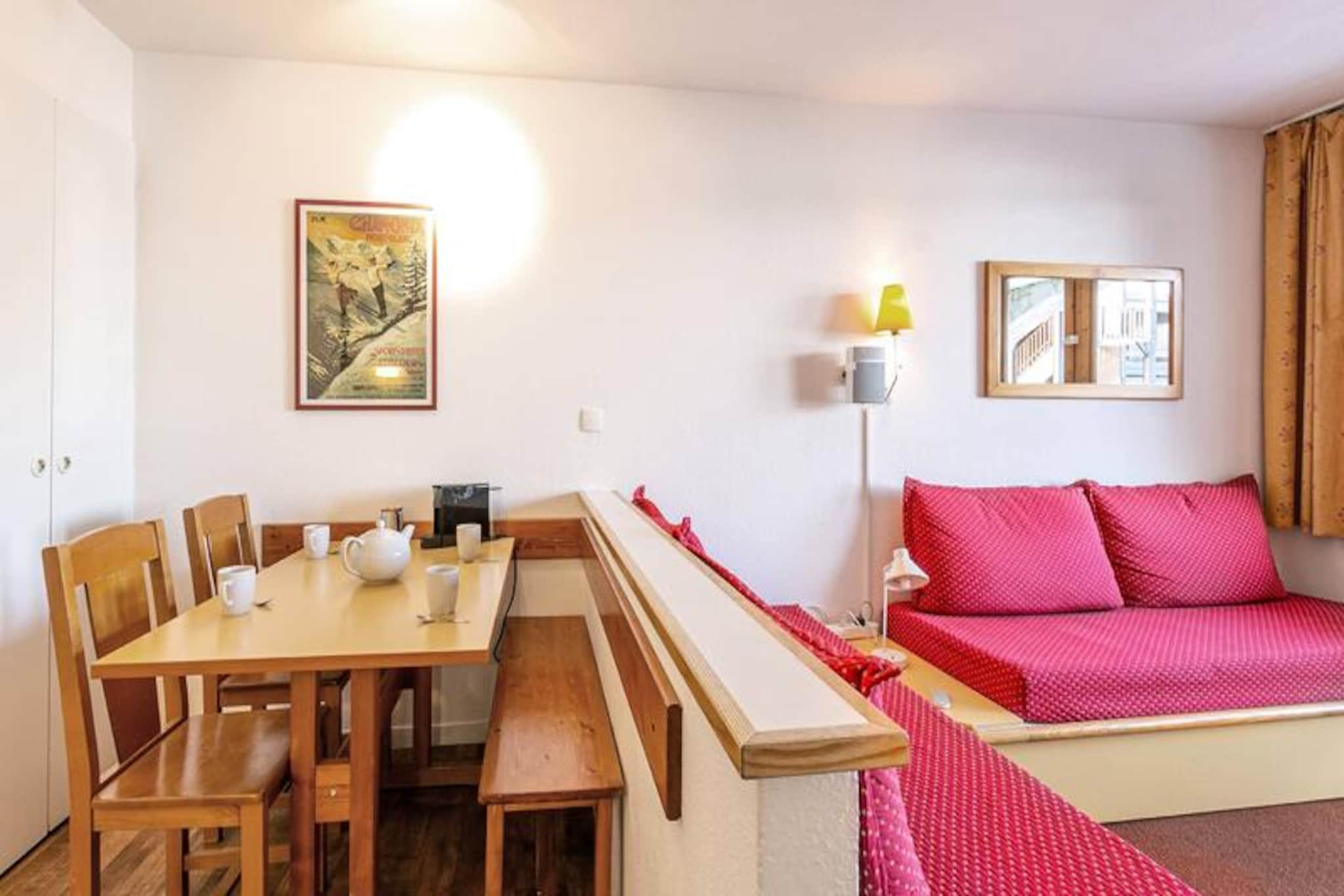 High above the valley floor, where the crisp alpine air meets the serene beauty of Mont Blanc, this charming 25m² apartment offers an intimate retreat for up to four guests. Located on the 4th floor of the L'Epervier residence, it combines cozy comfort with breathtaking views, making it an ideal choice for couples or small families seeking a peaceful getaway in the heart of the French Alps. Imagine starting your day with a steaming cup of coffee on the north-facing balcony, gazing out at the majestic Mont Blanc as the morning sun illuminates the peaks.
Inside, the apartment is thoughtfully designed to maximize space and comfort. The living room features two single beds and a television, while the separate bedroom with a movable partition offers a double bed for restful nights. The kitchenette is fully equipped with modern appliances, including a microwave/grill, dishwasher, induction hobs, refrigerator, kettle, coffee maker, and a Nespresso machine, ensuring you have everything needed to prepare delicious meals after a day of adventure. The bathroom includes a toilet, and the apartment is equipped with cozy duvets for added warmth. Please note that this is a non-smoking property, and pets are not allowed.
The L'Epervier residence is perched on the edge of a tranquil forest, offering direct access to a blue ski slope for effortless ski-in/ski-out convenience. The lively resort center, with its array of shops, restaurants, and après-ski options, is just a 10-minute walk away, making it easy to enjoy the best of Montchavin. In summer, the area transforms into a haven for hikers and nature enthusiasts, with trails leading through lush alpine meadows and breathtaking vistas.
Whether you’re here to carve through pristine snow or explore the natural wonders of the Tarentaise Valley, this apartment provides a perfect base for creating unforgettable memories in every season.