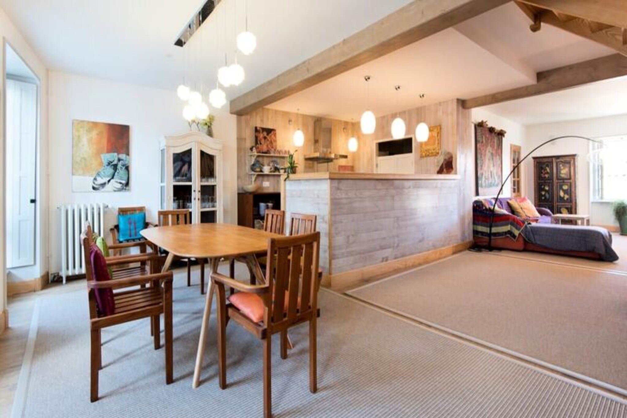 "Le Gîte", nestled in the heart of Eden West, is a refined 130 m² apartment, designed to comfortably accommodate up to 9 people.
THE ACCOMMODATION
"Le Gîte", nestled in the heart of Eden West, is a refined 130 m² apartment, designed to comfortably accommodate up to 9 people. Renovated in 2016, this apartment combines modern comfort and traditional charm, with three elegantly furnished bedrooms featuring luxury bedding, an extra bed, and a sofa bed, all to ensure quality rest for its guests.
On the first level
A large, open space of 80 m², a place for discussion and conviviality, consisting of:
– A lounge area with a large flat-screen TV and a sofa that converts into a double bed,
– A dining area with a table that can seat up to 9 people,
– An open kitchen with a range cooker, an electric oven, a built-in dishwasher, and all the necessary kitchen equipment for lovers of the art of fine dining,
– Finally, a laundry room equipped with a family-sized refrigerator, freezer, washing machine, and dryer, as well as ample storage space, ideal for long stays.
As in the rest of the house, paintings and sculptures bring this space to life, blending into daily life.
On the 2nd level
The sleeping area with 3 bedrooms under the roof, including one attic:
Two bedrooms with a 160 cm bed
and a third with a 160 cm bed that can be separated into two 80 cm beds on request
The bathroom adjoining the 3 bedrooms is equipped with a shower and a bathtub.
The interior of the cottage is a true showcase of art and nature, where paintings and objets d'art subtly blend into a bucolic atmosphere, transforming each space into an enchanting gallery of inspiration. Guests also have the freedom to stroll or relax in the tree-lined garden, a haven of peace amidst the bustle of the city.
Located in the emblematic city of La Rochelle, "Le Gîte" is an invitation to discovery, offering the luxury of total immersion in the local culture and history, with the option of a homemade breakfast to start the day with elegance and finesse.
DEPOSIT
A bank imprint of €1,000 will be required as part of the rental. This will be provided as a payment link and managed by the secure online service. Swikly, it is mandatory and must be completed before arrival at the accommodation.
The amount is neither blocked nor charged and does not impact your credit card usage limits. You will only have to pay a service fee of €12.30.
Within 7 days of your departure, and subject to compliance with the general terms and conditions of sale, as well as the property being returned in perfect condition, this transaction is automatically canceled.
INTERACTIONS WITH GUESTS
Céline, your host from La Rochelle, will welcome you on the day of your arrival. Check-in is normally from 4:00 p.m. to 8:30 p.m.
THE NEIGHBORHOOD
Old Town, historic district, market,
From the train station:
Located just a 16-minute walk from La Rochelle-Ville train station.
By car:
The host will direct you to parking spaces near the house.
THE CITY
La Rochelle, a vibrant and cosmopolitan city, never ceases to amaze with its dynamism and elegance, rivaling even the most beautiful French cities. Praised for its avant-garde approach to culture and ecology, it is a top destination for those who cherish maritime heritage and a relaxed lifestyle. Its heart beats to the rhythm of the waves and salty winds, while its historic neighborhoods, renowned for their calm and charm, invite discovery. La Rochelle is a pearl of the Atlantic, harmoniously combining vitality and serenity, innovation and tradition.
Deposit (in euros) - 1000