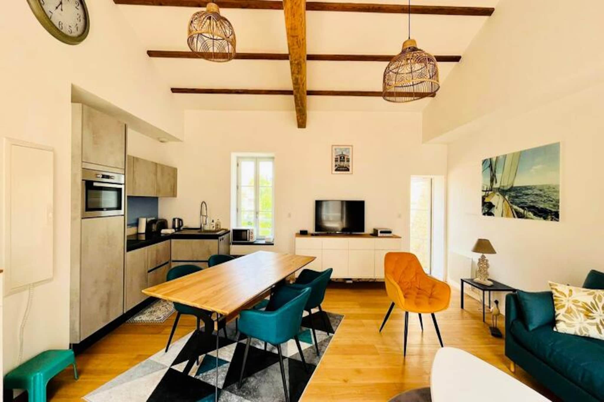 Immerse yourself in the vibrant charm of La Rochelle with a stay in this beautifully renovated two-bedroom apartment, perfectly situated in the heart of the city. Located on the second and top floor of a small condominium, this peaceful retreat offers a delightful blend of modern comfort and authentic local atmosphere. Whether you're exploring the cobblestone streets, indulging in fresh seafood by the Old Port, or simply relaxing on your private terrace, this apartment is your gateway to a memorable French getaway.
Designed to accommodate up to four guests, the apartment features two spacious bedrooms. The first boasts a luxurious queen-size bed, while the second offers two single beds that can be joined to form another queen-size bed upon request. A connecting bathroom with a shower, a separate toilet, and a cozy living room equipped with a TV and Wi-Fi ensure all the comforts of home. The open-plan kitchen is fully equipped with modern appliances, including a refrigerator, oven, microwave, Nespresso machine, and even a washing machine, making it ideal for extended stays or family vacations.
Step outside, and you'll find yourself just a two-minute walk from the bustling Central Market, a five-minute stroll to the picturesque Old Port, and within easy reach of the train station and parking facilities. The Ile de Ré, with its stunning beaches and quaint villages, is just a 15-minute drive away, offering endless opportunities for exploration.
With its unbeatable location, thoughtful amenities, and the personalized assistance of the Aloha Concierge Service, this apartment is the perfect choice for travelers seeking a seamless blend of relaxation and adventure in the heart of La Rochelle. Let the charm of this coastal city captivate you as you create unforgettable memories in this welcoming home away from home.