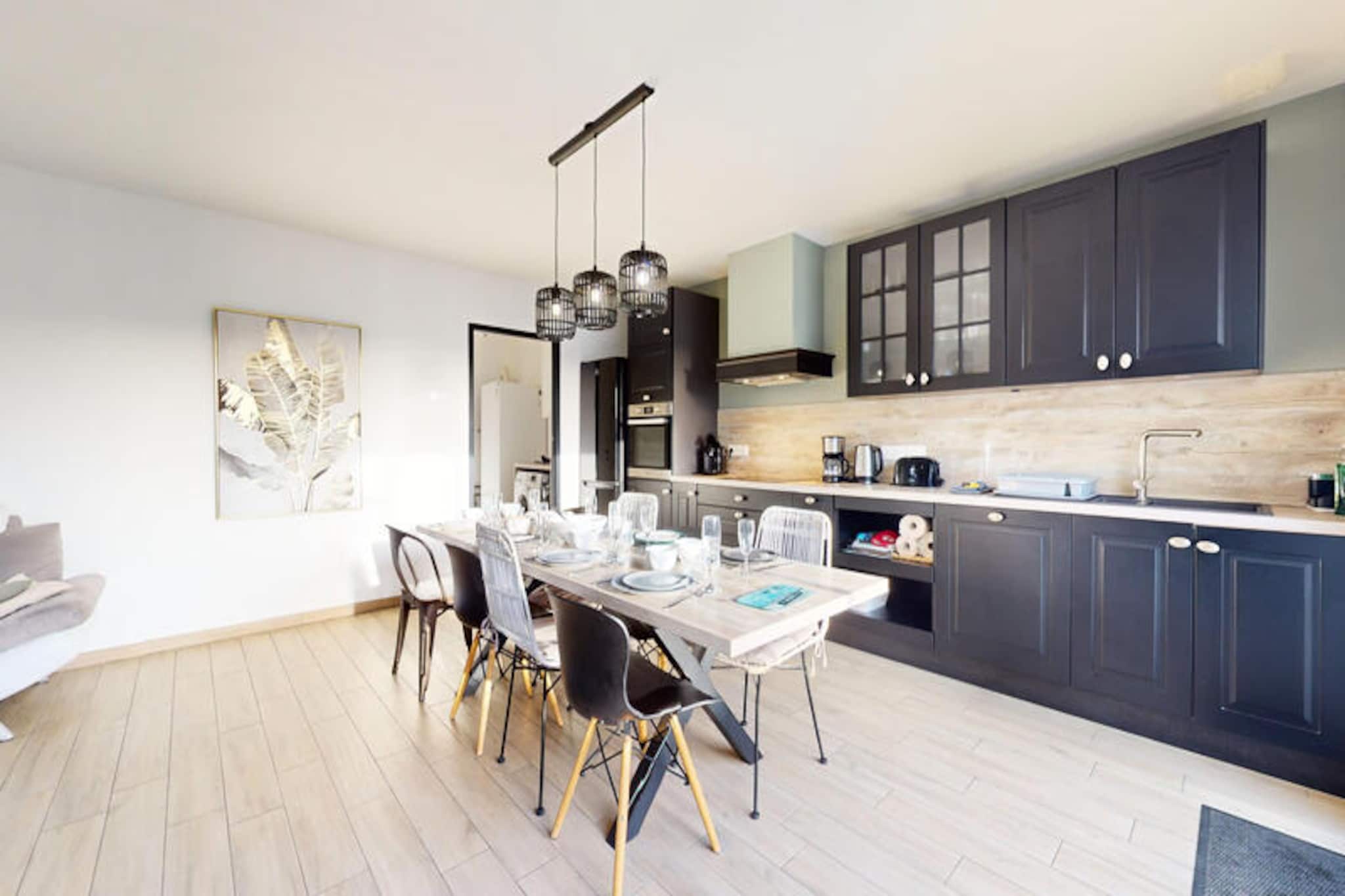 Where the gentle sea breeze meets the charm of Saint-Gilles-Croix-de-Vie, this modern and inviting house offers the perfect setting for your next coastal retreat. With its spacious layout of 87 m², it comfortably accommodates up to eight guests, making it ideal for families or groups of friends seeking relaxation and adventure. Imagine mornings spent on the nearby sandy shores and evenings savoring meals on the private terrace under the stars. This home is your gateway to unforgettable seaside moments. \n\nInside, the house boasts three beautifully decorated bedrooms that exude warmth and comfort. The open-plan kitchen is fully equipped with modern appliances, including a refrigerator, dishwasher, microwave, oven, and coffee maker, ensuring you have everything needed for delightful home-cooked meals. Additional amenities such as a washing machine, dryer, television, and Wi-Fi provide convenience and ease during your stay. Step outside to enjoy the privacy of a fenced garden, perfect for al fresco dining or relaxing with a book while the barbecue sets the tone for summer evenings. \n\nThe location is unbeatable, with the Atlantic Toboggan Water Park just 15 meters away and the fine sands of Grand Plage only 2 km from your doorstep. Explore the vibrant center of Saint-Gilles-Croix-de-Vie, indulge in local cuisine at nearby restaurants like \