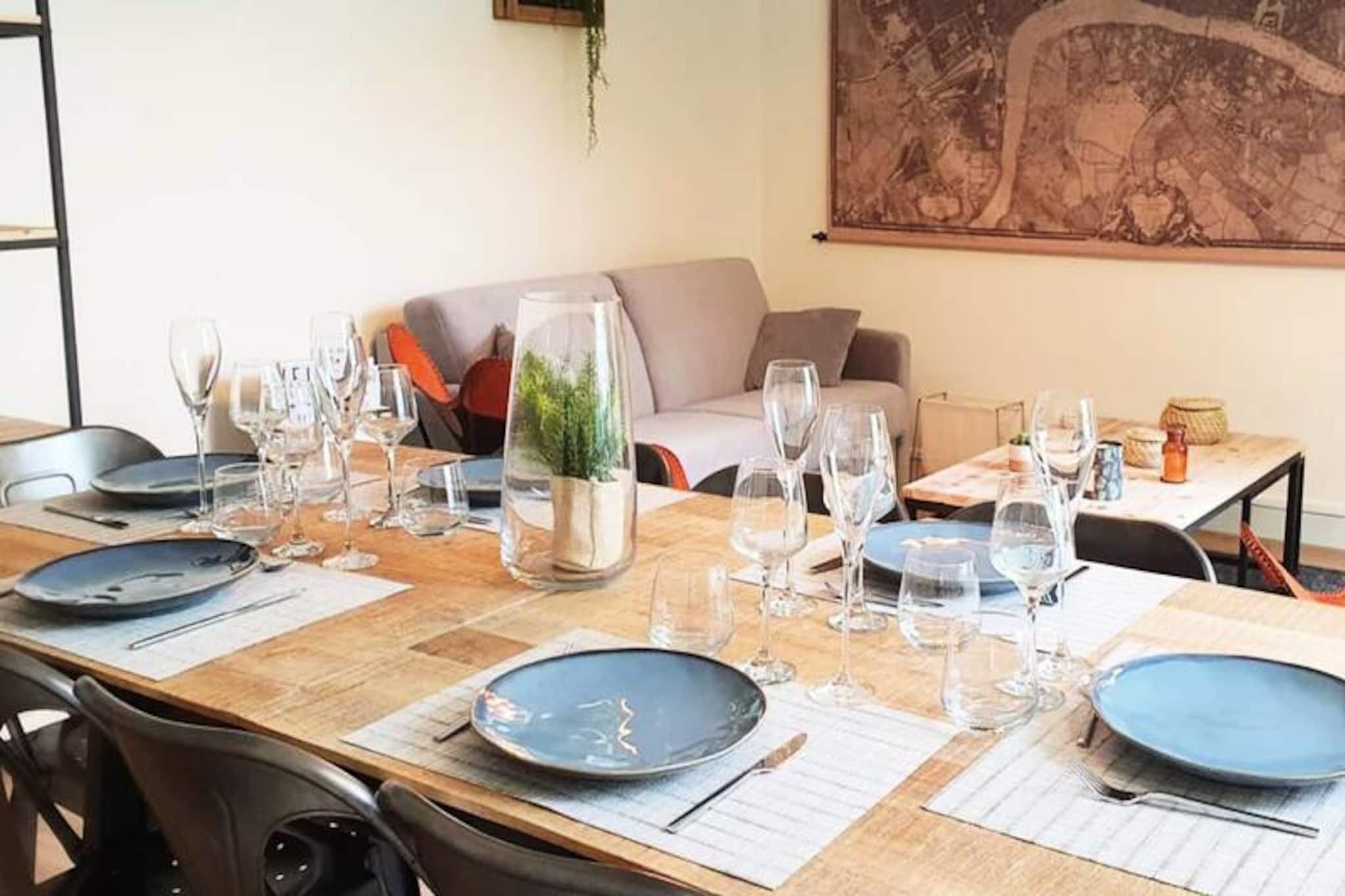 In the heart of Caen, opposite the historic Banque de France and steps away from the vibrant Place Maréchal Foch, this beautifully renovated apartment offers a serene retreat amidst the lively city center. Whether you're visiting for business, a family getaway, or a trip with friends, this spacious 100m² property combines modern comfort with timeless charm, making it the perfect base for exploring Normandy's treasures. 
 
 Inside, you'll find a bright and inviting living space complete with a dining area and an Ultra High Definition television, ideal for relaxing evenings. The fully equipped kitchen, featuring a refrigerator, oven, microwave, dishwasher, and Nespresso coffee machine, invites you to prepare delicious meals with ease. The apartment accommodates up to six guests across three thoughtfully designed bedrooms: one with a king-size bed, another with a queen-size bed, and a third with two high-quality trundle beds, perfect for families. Additional amenities include a modern shower room, a laundry room with a washing machine and dryer, and complimentary Wi-Fi. Linens and sheets are provided for your convenience, and a baby cot, high chair, and baby bathtub are available upon request. 
 
 Step outside and immerse yourself in the charm of Caen's prestigious Prairie district. Stroll to gourmet restaurants, boutique shops, and cultural landmarks such as the Château de Caen. Public transport is easily accessible, making it simple to explore further afield, from the D-Day beaches to the picturesque Norman countryside. 
 
 With a personalized welcome, a digital guide to local recommendations, and attentive service throughout your stay, this apartment ensures a seamless and memorable experience. Whether you're here to soak in the history, savor the cuisine, or simply unwind, this property offers the perfect blend of city life and tranquility.