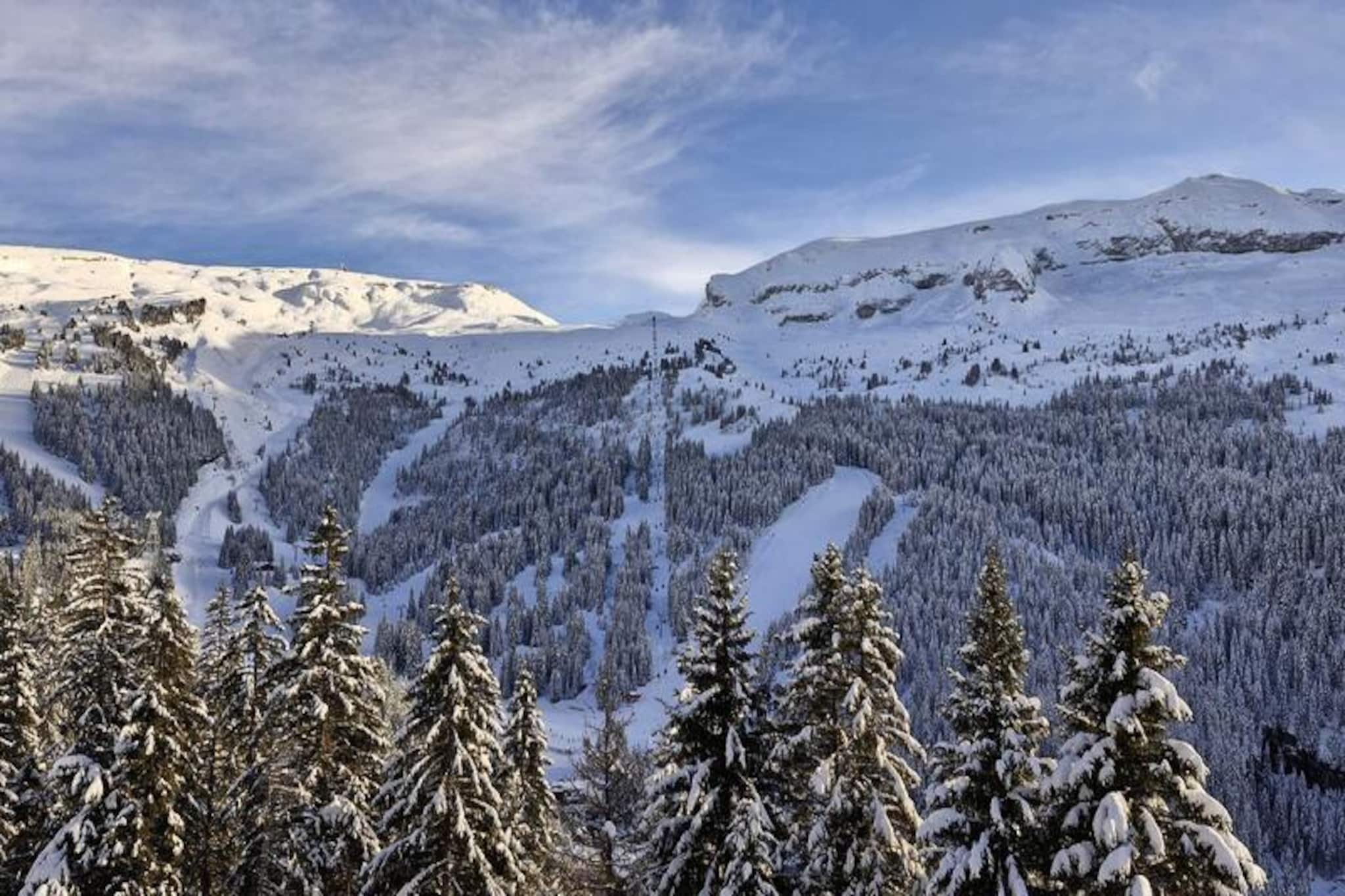 In the serene heart of Flaine Forêt, this charming garden-level apartment offers a delightful alpine retreat with a south-facing balcony that invites you to soak in the mountain views and crisp air. Whether you’re here for the snow-covered slopes or the vibrant summer activities, this residence is perfectly positioned just 500 meters from the ski lifts and 150 meters from the shopping mall. With the free ski bus stopping right in front, convenience is at your doorstep, making every moment of your holiday effortless and enjoyable. \n\nDesigned for up to six guests, the apartment spans 54 square meters and boasts a cozy yet functional layout. The living room features a single sofa bed and trundle bed, while two bedrooms provide restful spaces—a double bed in one and two single beds in the other. The open-plan kitchen is equipped with modern amenities including a ceramic hob, multifunction oven, refrigerator, and dishwasher, ensuring you can prepare meals with ease. Additional comforts include a flat-screen TV with cable channels, a bathroom with a bathtub, a shower room with toilet, and a separate toilet. With parquet flooring and tiled areas, the apartment combines warmth and practicality. \n\nBeyond the residence, Flaine offers a wealth of activities and attractions. In winter, the slopes are just minutes away, while summer brings the “Flaine Summer Pass,” granting access to numerous adventures for stays of six nights or more. The nearby shopping mall caters to all your needs, and covered parking spaces are available for added convenience. Whether you’re skiing, hiking, or simply relaxing, this apartment serves as the perfect base for exploring the beauty of the French Alps. \n\nChoose this welcoming home for a holiday filled with comfort, adventure, and unforgettable alpine charm.