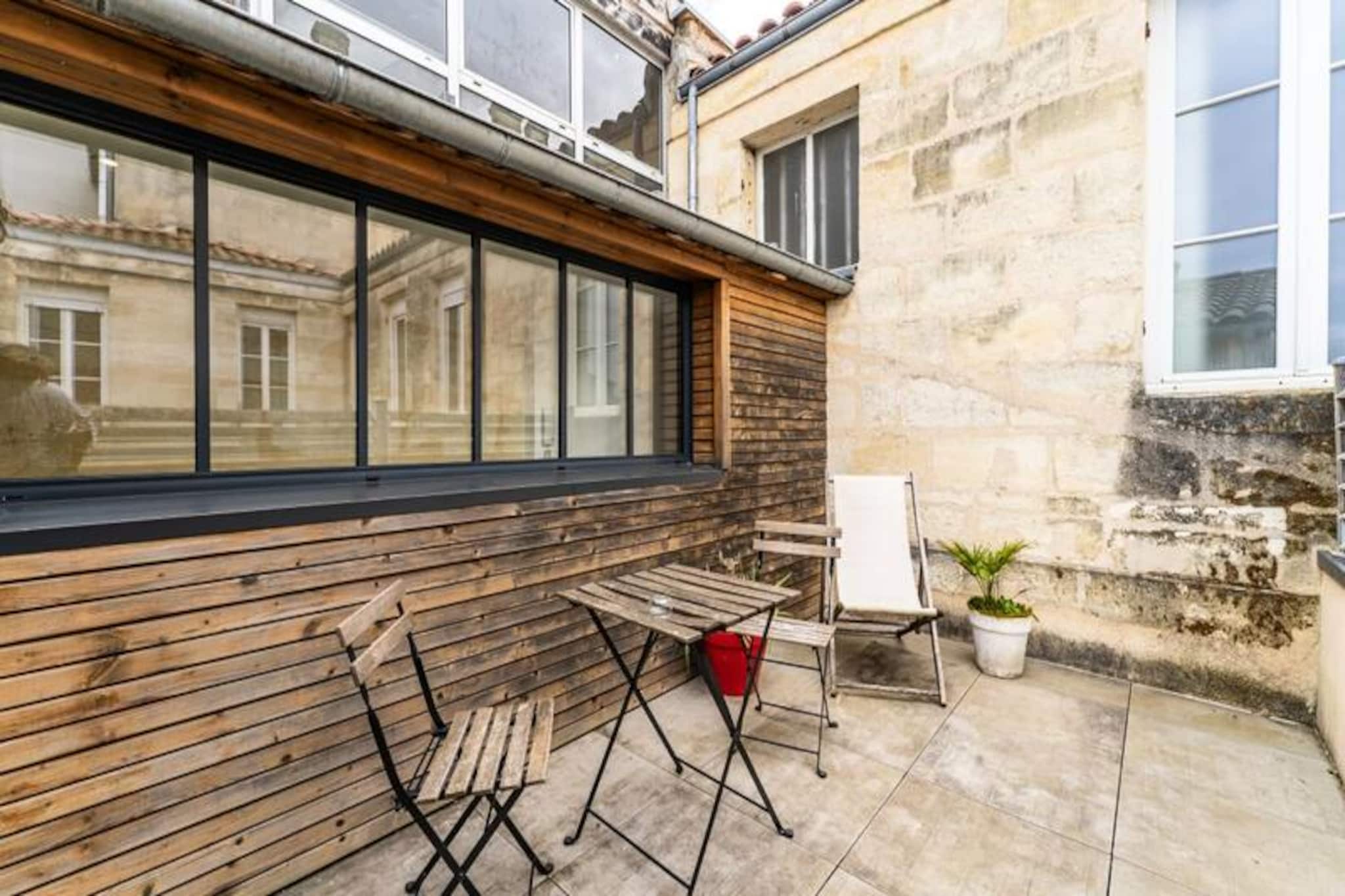 In the heart of the picturesque French countryside, this recently renovated duplex apartment for two offers a serene and intimate retreat. Bathed in natural light, the living room opens onto a sunny terrace where you can unwind with a morning coffee or a glass of wine as the sun sets. The tranquil ambiance of this space invites you to relax and reconnect with nature, offering a perfect escape from the hustle and bustle of daily life. 

Descending to the lower level, you’ll find a cozy double bedroom complete with its own private bathroom and separate toilet. A second, more secluded terrace provides an additional outdoor haven, ideal for quiet moments or enjoying the fresh air. Thoughtfully designed, this apartment blends modern comfort with timeless charm, creating a welcoming atmosphere for couples seeking a romantic getaway. 

Conveniently located, the property is just a short 3-minute walk from a car park, ensuring hassle-free access for guests. Whether you’re exploring the nearby vineyards, charming villages, or indulging in local gastronomy, this apartment serves as an excellent base for discovering the beauty and culture of the region. 

With optional breakfast delivery and attentive concierge services, your stay is tailored to your needs, ensuring a seamless and memorable experience. From the moment you arrive, you’ll feel the warmth and hospitality that make this property truly special. Perfect for a peaceful retreat or a romantic escape, this duplex apartment promises to leave you with cherished memories of your time in France.