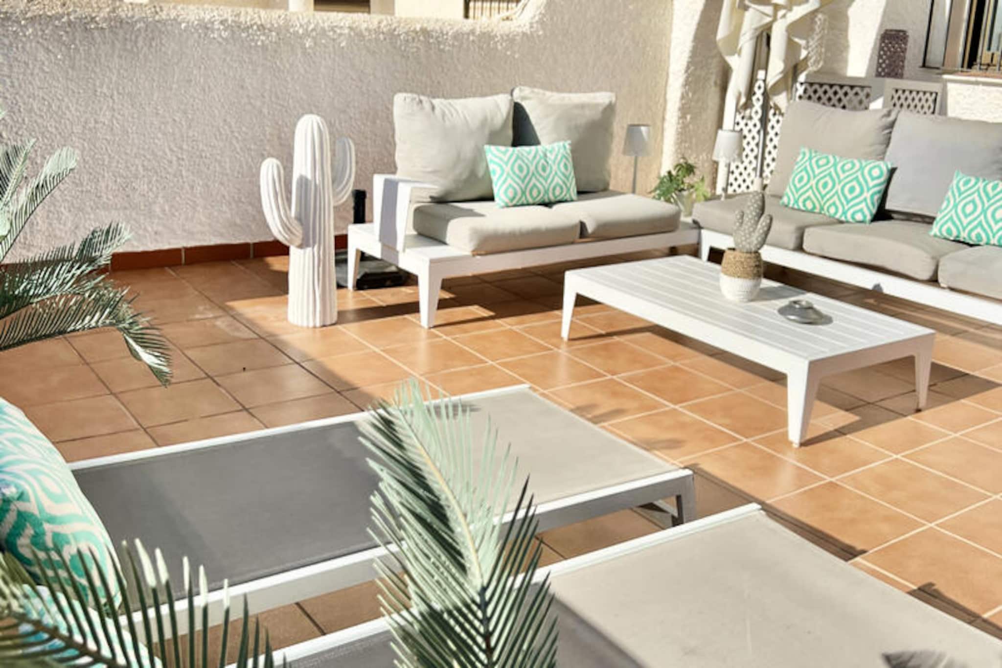 Imagine waking up to the gentle sound of waves and stepping onto your expansive 35 m² south-facing terrace, where the Mediterranean stretches endlessly before you. This charming first-floor apartment, located just 400 meters from the nearest beach, offers the perfect coastal retreat for families, couples, or friends seeking both relaxation and adventure on Spain’s sun-drenched Costa del Sol. With Fuengirola and its vibrant Miramar shopping center just a 5-minute drive away, you’ll have easy access to a variety of restaurants, shops, and entertainment options.
Inside, the apartment is thoughtfully designed for comfort and convenience. The spacious terrace, complete with garden furniture, two deckchairs, and a dining area, invites you to savor alfresco meals while soaking in the breathtaking sea views. The development itself is a haven of leisure, featuring beautifully landscaped gardens, a large shared swimming pool, and even a pétanque court for a touch of French flair. Families with children will appreciate the free-access playgrounds, ensuring fun for all ages. Please note, the apartment is located on the first floor and does not have an elevator.
Whether you’re lounging by the pool, exploring the charming streets of Fuengirola, or enjoying a day at the beach, this property places you at the heart of it all. From its stunning terrace views to its proximity to key attractions, this apartment offers an unforgettable Mediterranean escape. Book your stay now and create lasting memories under the Spanish sun.
