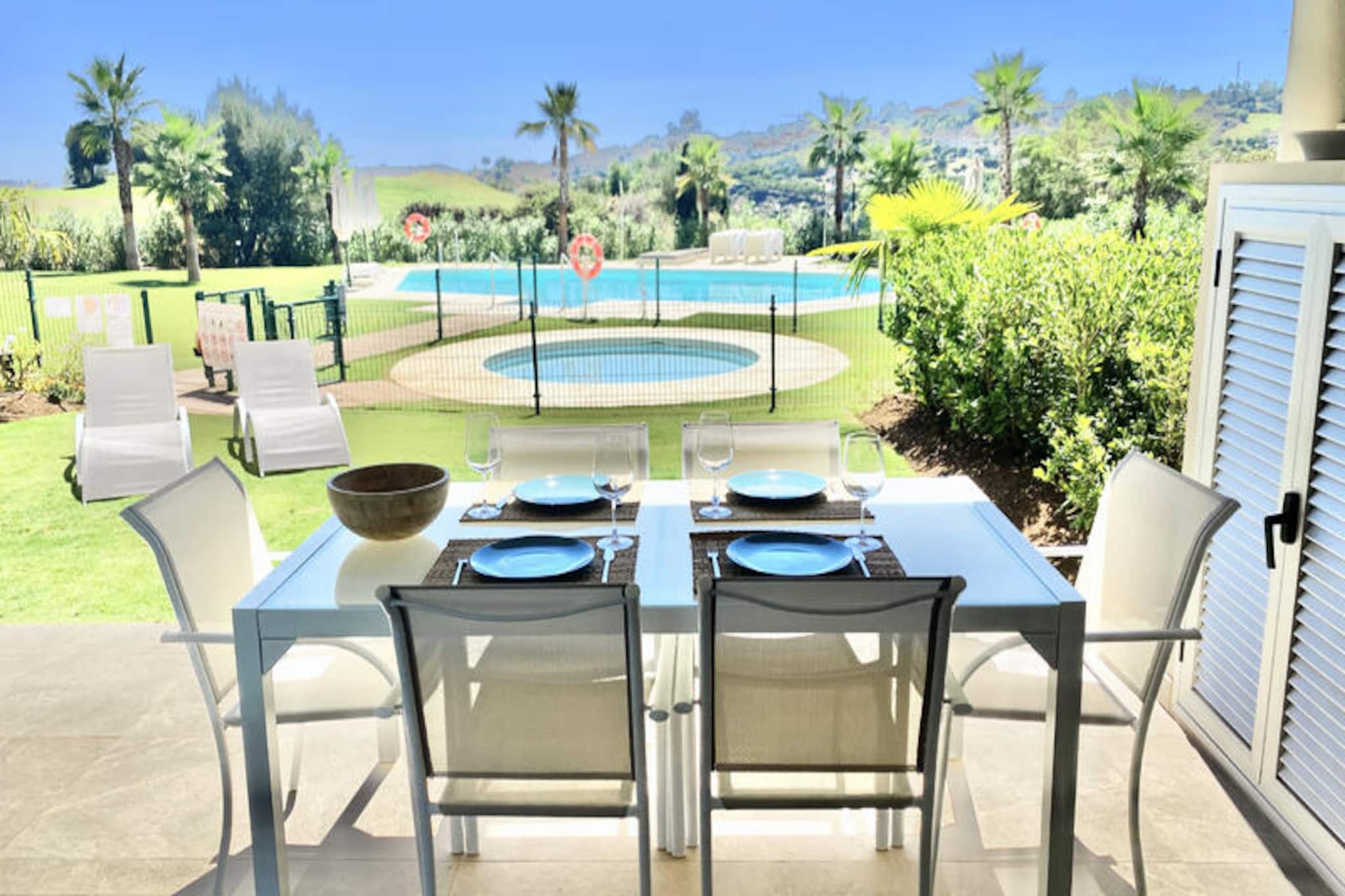 In the heart of the prestigious La Cala Golf Resort, this modern apartment invites you to unwind in style amidst the serene beauty of the Costa del Sol. With its sunny private garden offering pool views, a dining area, and a cozy chill-out corner, this property is the perfect retreat for families, friends, or couples seeking both relaxation and adventure. The surrounding landscape, dotted with lush greenery and rolling hills, sets the tone for a tranquil yet invigorating escape.
Inside, the apartment is tastefully furnished, featuring two comfortable bedrooms and two bathrooms, including an en-suite for added privacy. The open-plan kitchen and living area are designed to maximize comfort and functionality, making it easy to prepare meals and enjoy quality time together. Large windows flood the space with natural light, creating a warm and inviting atmosphere. The shared pool is just steps away, offering a refreshing spot to cool off after a day of exploring or golfing.
Located just 9 km from the charming village of La Cala de Mijas, you’ll find a delightful mix of shops, supermarkets, and restaurants. Stroll through its narrow streets or along the picturesque seafront promenade, soaking in the authentic Andalusian charm. For golf enthusiasts, the La Cala Golf Resort and its renowned hotel-restaurant are only 1 km away, providing world-class facilities and dining options.
Whether you’re here to perfect your swing, explore the vibrant local culture, or simply relax under the Spanish sun, this apartment offers the ideal base for an unforgettable holiday. A vehicle is recommended to fully enjoy the surrounding area and its many attractions.