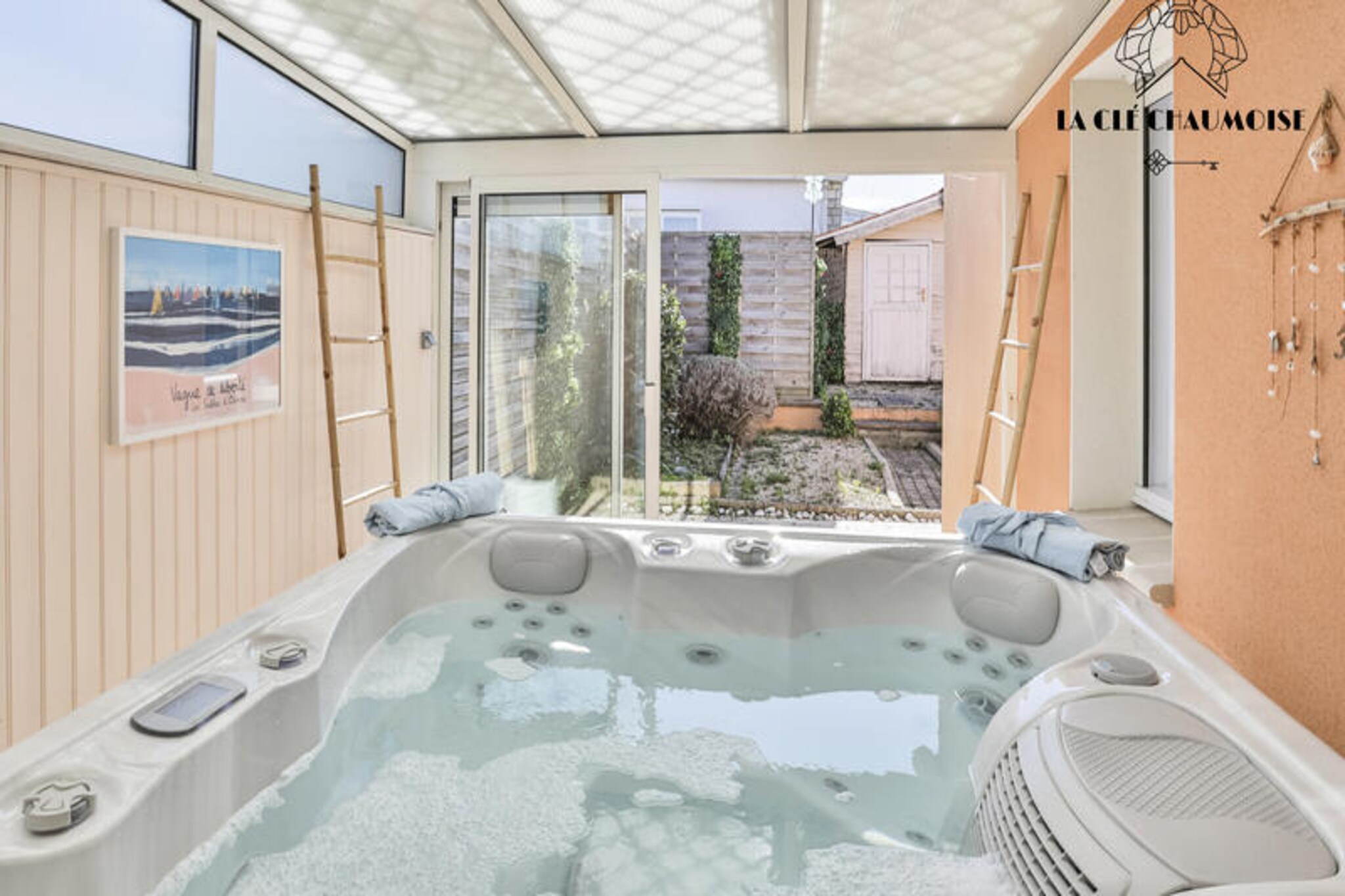 A coastal sanctuary awaits you in the serene residential enclave of Les Sables d'Olonne, where this 4-star villa offers an idyllic retreat just moments from the vibrant port, bustling shops, and the renowned Grande Plage. Imagine waking up to the gentle sea breeze, stepping into a spacious and sunlit haven designed for relaxation and connection, and spending your days exploring the charm of this seaside town or unwinding in your private oasis. Whether you're seeking tranquility or adventure, this villa is your gateway to an unforgettable escape. \n\nInside, the villa boasts 130m² of thoughtfully designed space, perfect for families or groups of friends. The open-plan living room flows seamlessly into a fully equipped kitchen, complete with modern appliances such as a dishwasher, oven, microwave, and two coffee machines, making it easy to prepare delicious meals. Three inviting bedrooms provide restful nights: a master suite with a private bathroom and queen-size bed, and two additional bedrooms with queen-size beds. A second bathroom ensures comfort and convenience for all guests. \n\nStep outside to discover a beautifully landscaped garden spanning 570m², offering complete privacy and a peaceful ambiance. Lounge by the private pool, enjoy al fresco dining on the terrace equipped with garden furniture and a barbecue, or indulge in the 5-seater jacuzzi on the veranda for ultimate relaxation. With baby equipment, board games, and personalized services available, every detail has been considered to enhance your stay. \n\nLocated just 2 km from the beach, 900 m from the port, and 500 m from local shops, this villa combines the best of coastal living with easy access to amenities. Whether you're exploring the picturesque town, cycling along scenic trails, or savoring fresh seafood, Les Sables d'Olonne offers something for everyone. Book your stay today and create cherished memories in this exceptional seaside retreat.
