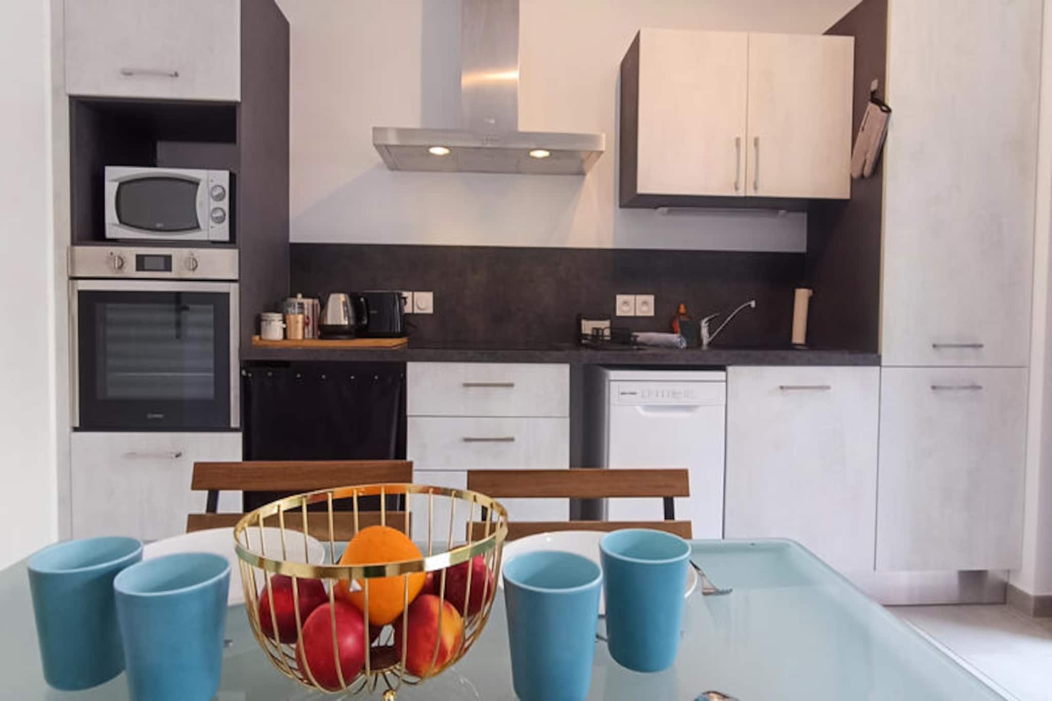 Just a short stroll from the Atlantic coastline, this charming apartment offers a serene retreat in an eco-friendly setting. Imagine waking up to the gentle sea breeze and starting your day with a leisurely 5-minute walk to Tanchet Beach, where golden sands and sparkling waters await. Whether you're seeking relaxation or adventure, this location provides the perfect balance of tranquility and vibrant seaside activities.
Located on the first floor of a well-maintained residence, this 43m² apartment is thoughtfully designed to accommodate up to four guests. The living room features a cozy sofa bed, ideal for children or young adults, while the bedroom area offers a comfortable double bed for restful nights. The fully equipped kitchen, complete with a Nespresso coffee maker, microwave/oven combination, and stovetop, invites you to prepare delicious meals with ease. Step out onto the private balcony to enjoy your morning coffee or unwind after a day of exploration. Modern amenities, including Wi-Fi and a flat-screen television, ensure a comfortable and connected stay.
Convenience is at your fingertips with a secure basement parking space and proximity to key attractions. The vibrant Casino and a supermarket are just a 5- to 9-minute walk away, while the charming La Pironnière Market is a pleasant 15-minute stroll. For a taste of local culture, the bustling town center of Les Sables-d'Olonne is only a 5-minute drive, and the TGV train station, connecting you to Paris in just 3.5 hours, is a mere 7-minute drive.
Whether you're here to soak up the sun, explore the local markets, or enjoy the lively coastal atmosphere, this apartment provides the ideal base for an unforgettable getaway. Let the beauty of the Vendée region and the comfort of this delightful accommodation make your holiday truly special.