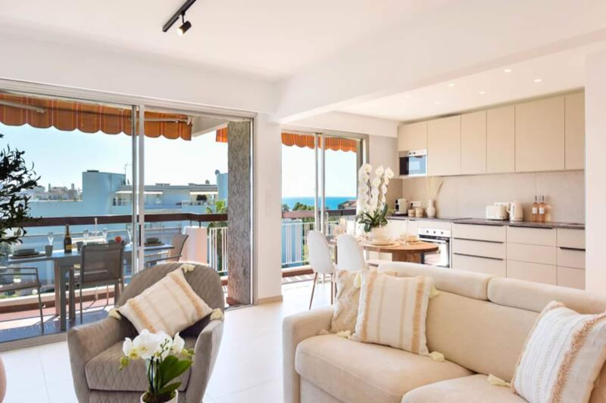 Imagine waking up to the gentle sound of waves and stepping out onto your private terrace to soak in breathtaking sea views. This beautifully renovated one-bedroom apartment in Golfe-Juan offers a serene retreat just a 5-minute walk from the beach. Nestled in a gated community with a secure underground garage, this property combines modern elegance with the charm of the French Riviera, making it the perfect escape for couples or small families seeking both comfort and convenience.
Step inside and discover a spacious living area flooded with natural light, featuring a plush sofa bed, armchairs, and a smart TV for cozy evenings. The fully equipped, high-end kitchen opens onto the living room, creating a seamless space for cooking and dining. The air-conditioned bedroom boasts a luxurious king-size bed, premium bedding, and direct access to the terrace, where you can enjoy al fresco meals at the dining table while gazing at the azure waters. A sleek bathroom with a walk-in shower and LED anti-fog mirror adds a touch of spa-like indulgence.
The location is unbeatable. A short stroll leads you to the sandy beaches of Golfe-Juan, the vibrant harbor with its yachts and boat rentals, and charming local shops and restaurants. For a day of exploration, Cannes and Antibes are just a quick drive away, offering iconic landmarks like the Croisette, Rue d'Antibes, and the Cap d'Antibes. The nearby Lérins Islands, accessible by boat, promise turquoise waters and unforgettable scenery.
With its blend of luxury, location, and personalized concierge services, this apartment ensures a memorable stay on the Côte d'Azur. Whether you're here for relaxation or adventure, this is your gateway to the best of the French Riviera.