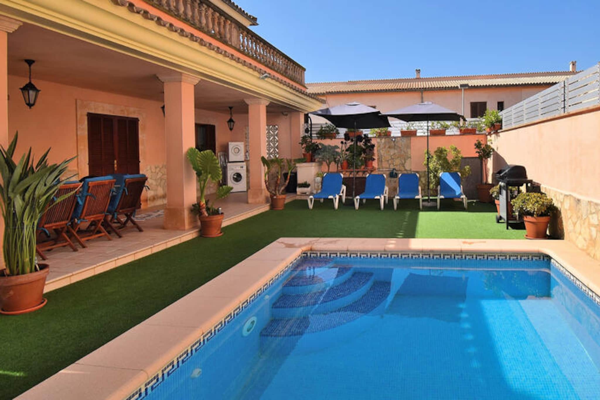 In the heart of the picturesque village of Muro, this spacious and modern terraced house invites you to experience the true essence of Mediterranean living. Surrounded by rolling fields and charming cobblestone streets, the property blends contemporary comfort with the timeless allure of Mallorca’s rich traditions. Whether you’re seeking a peaceful retreat or a base to explore the island’s wonders, this home offers an idyllic setting for unforgettable moments.
With 180 m² of living space, the house accommodates up to eight guests across four thoughtfully designed bedrooms. Two bedrooms with single beds and a shower room are located on the ground floor, while upstairs you’ll find two double bedrooms and two bathrooms, one en-suite. The bright and airy living room features plush sofas, satellite TV, and Wi-Fi, creating a cozy space to unwind. The fully equipped kitchen and central heating ensure year-round comfort, making it perfect for family gatherings or trips with friends.
Step outside to the beautifully maintained terrace, where a 5x4 meter swimming pool awaits alongside sun loungers and a barbecue area. Whether you’re soaking up the sun or enjoying al fresco dining, the outdoor space is ideal for embracing Mallorca’s warm climate and relaxed lifestyle. The village of Muro offers authentic charm, with local markets, traditional architecture, and easy access to stunning beaches just a short drive away.
Choose this property for its blend of modern amenities and authentic Mallorcan charm. From tranquil mornings by the pool to exploring nearby attractions, every moment here is a celebration of the Mediterranean way of life.