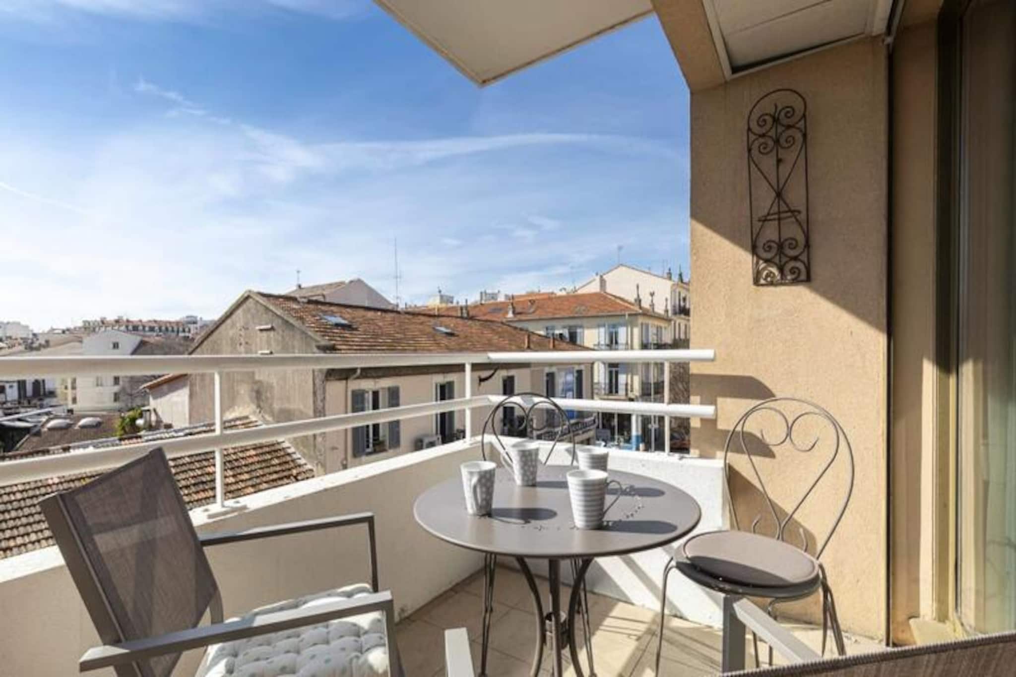 Imagine waking up in the heart of Antibes, where the charm of the French Riviera unfolds just outside your window. This elegant two-bedroom apartment, located on the third floor of a secure residence, offers a serene retreat with a touch of sophistication. Bathed in natural light, the south-facing apartment boasts an unobstructed view of the city, blending modern comfort with the timeless allure of Provence.
 
 Step inside to discover a spacious 35m² living room with hardwood floors and a large bay window that opens onto a private terrace. Perfect for al fresco dining, the terrace is furnished with a table and chairs, inviting you to savor your morning coffee or a glass of wine under the Mediterranean sun. The two tranquil bedrooms overlook a peaceful interior garden, ensuring restful nights. One features a double bed, while the other offers two single beds, both equipped with ample storage. The fully equipped kitchen, complete with high-quality appliances and utensils, makes preparing meals a pleasure. A marble-accented bathroom with a towel warmer and a separate toilet add to the apartment’s thoughtful amenities.
 
 Located just minutes from the sandy beaches, the marina, and the bustling old town, this apartment places you at the center of Antibes’ vibrant life. Stroll through local markets, explore charming boutiques, or dine at one of the many nearby cafes and restaurants. With grocery stores, bars, and entertainment options just steps away, everything you need is within easy reach.
 
 Whether you’re here to relax by the sea, explore the cultural treasures of the Côte d’Azur, or enjoy the lively atmosphere of Antibes, this apartment offers the perfect base for an unforgettable stay. With secure parking, convenient access to public transport, and portable air conditioning units for summer comfort, it’s an ideal choice for couples, families, or friends seeking a stylish and comfortable getaway.