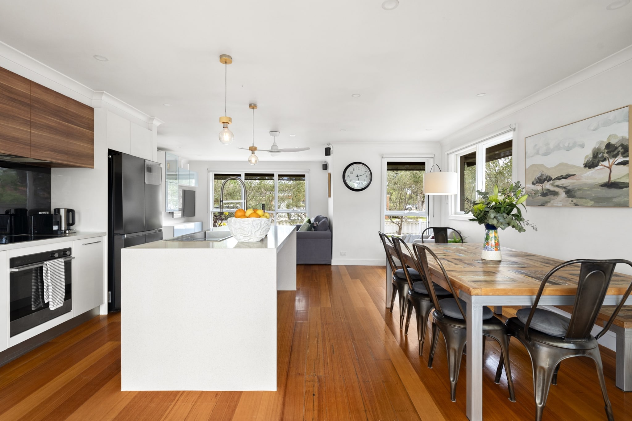 Property description
Located in Mordiallocâ€™s peaceful bayside neighbourhood, this luxurious three-bedroom home combines modern comfort with relaxed outdoor living. With generous front and rear gardens, a bright open-plan layout, and secure onsite parking, itâ€™s perfect for families or groups seeking a coastal escape. Enjoy easy self-check-in via an onsite lockbox and unwind in your private outdoor space just minutes from the beach and local cafÃ©s.
The space
Step inside this elegant, light-filled home designed for both style and functionality. The spacious living area features a comfortable four-seater lounge, a rug and coffee table, and a smart TV with streaming access. The adjoining dining area seats eight, while the sleek induction kitchen is fully equipped with an oven, dishwasher, fridge, coffee machine, microwave, and complete cookware set for effortless home dining.
 
Three bedrooms offer varied sleeping arrangements: one queen bed, one double bed, and two single beds. Each room features blackout blinds, fans, heating ducts, and ample storage with bedside tables and lamps. The bathroom is modern and includes a hairdryer and small bin, while laundry facilitiesâ€”washing machine, iron, ironing board, and drying rackâ€”are provided for convenience.
 
A private garden and patio with outdoor furniture invite guests to relax and enjoy the fresh air, while central heating, living room air conditioning, and Wi-Fi ensure year-round comfort.