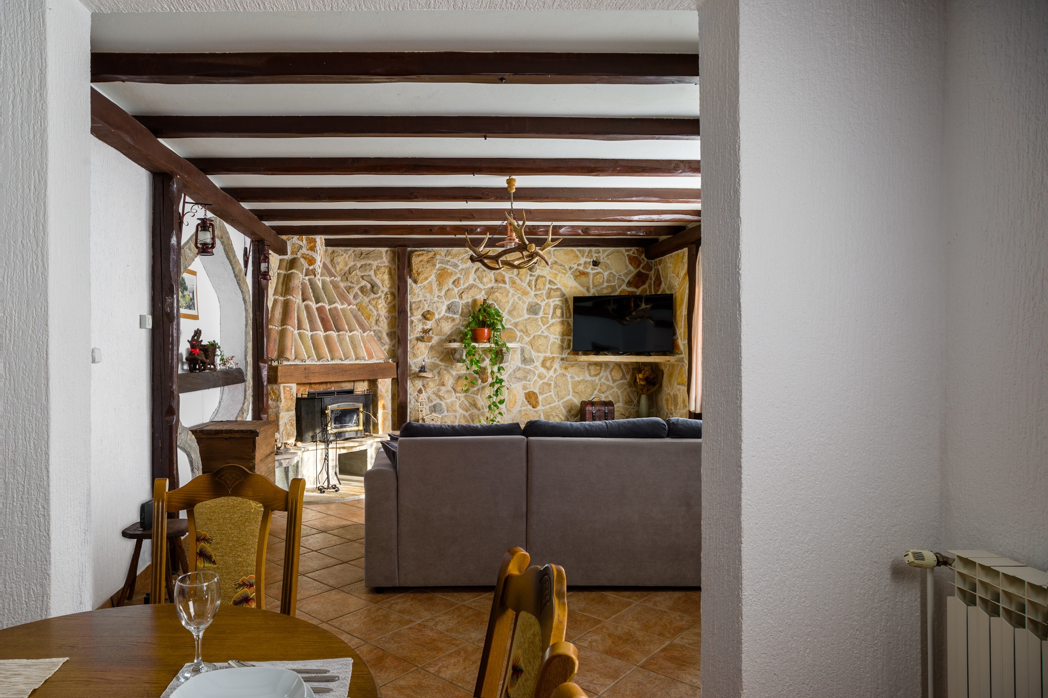 Villa Olea with private heated pool-Woonkamer