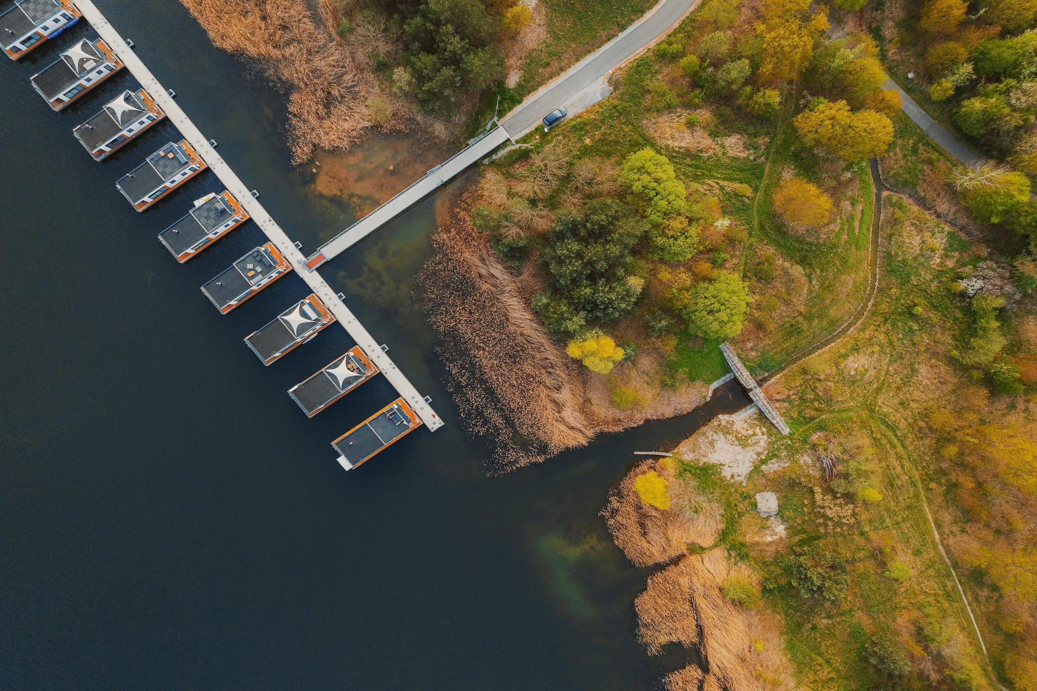 Hausboot am Gräbendorfer See-Gebieden zomer 1km
