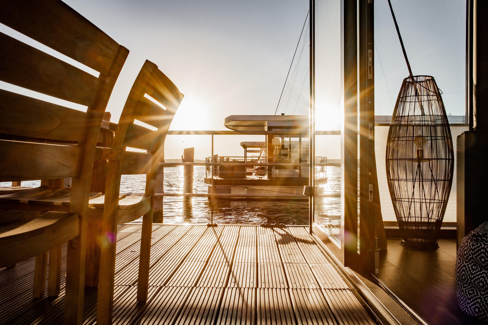 Hausboot in Peenemünde-Terrasbalkon