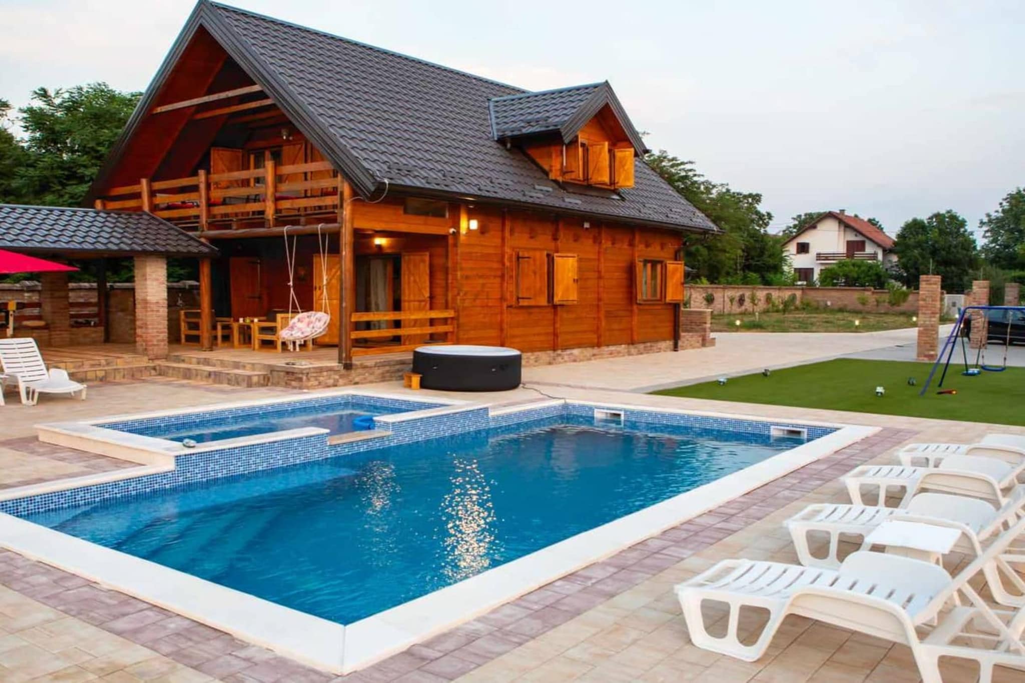 Wooden House Vučedol - Four bedroom villa-Piscine