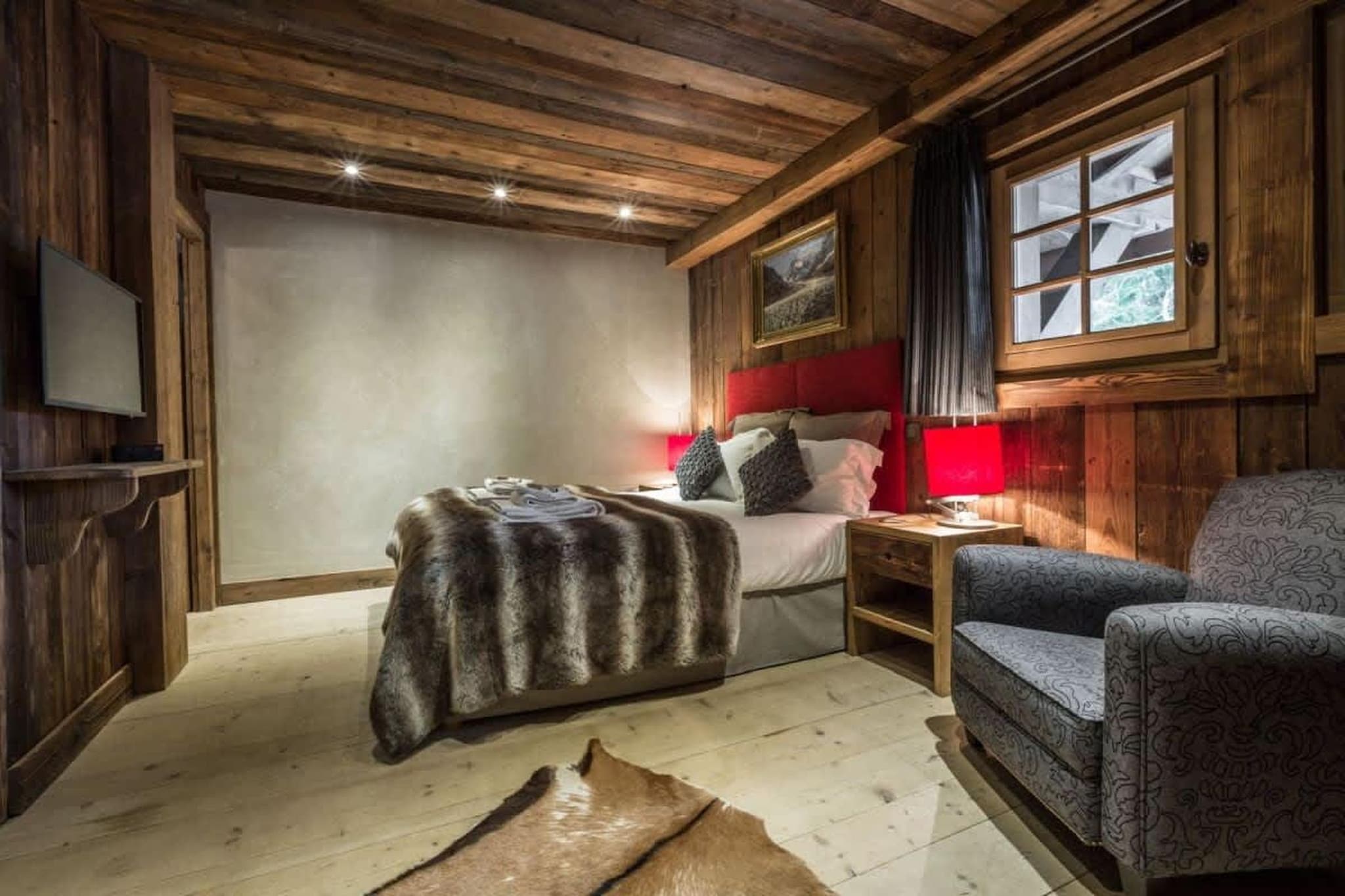 Chalet de luxe tout comfort avec jacuzzi sauna-Slaapkamer