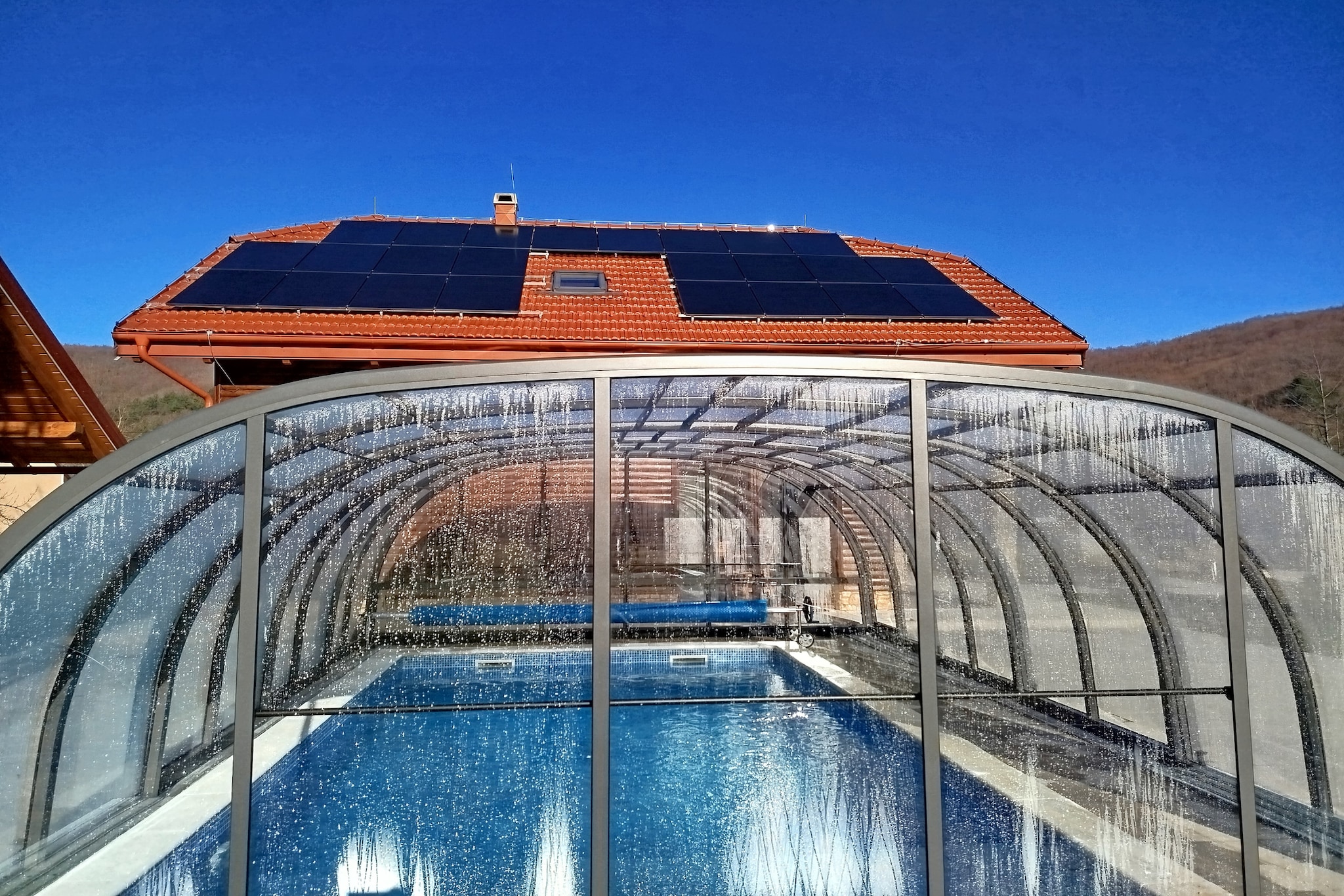 The villa in Brušane has 3 bedrooms and capacity for 9 persons. Accommodation of 205 m² nice and is fully-equiped, It has garden. The property is located 10 km city, 10 km supermarket, 10 km the restaurant, 10 km coffee shop, 30 km rock beach, 105 km international airport, 105 km airport and it is located in a a quiet zone and in a beautiful rural area. The accommodation is equipped with the following items: garden, outdoor furniture, fenced plot, terrace, washing machine, barbecue, fireplace, internet (Wi-Fi), hair dryer, balcony, children area, indoor hot-tub, electric heating, air-conditioned, swimming pool private, heated swimming pool private, open-air parking in the same building, TV, satellite tv. The open plan kitchen, electric, is equipped with refrigerator, microwave, oven, freezer, dishwasher, dishes/cutlery, kitchen utensils and coffee machine.