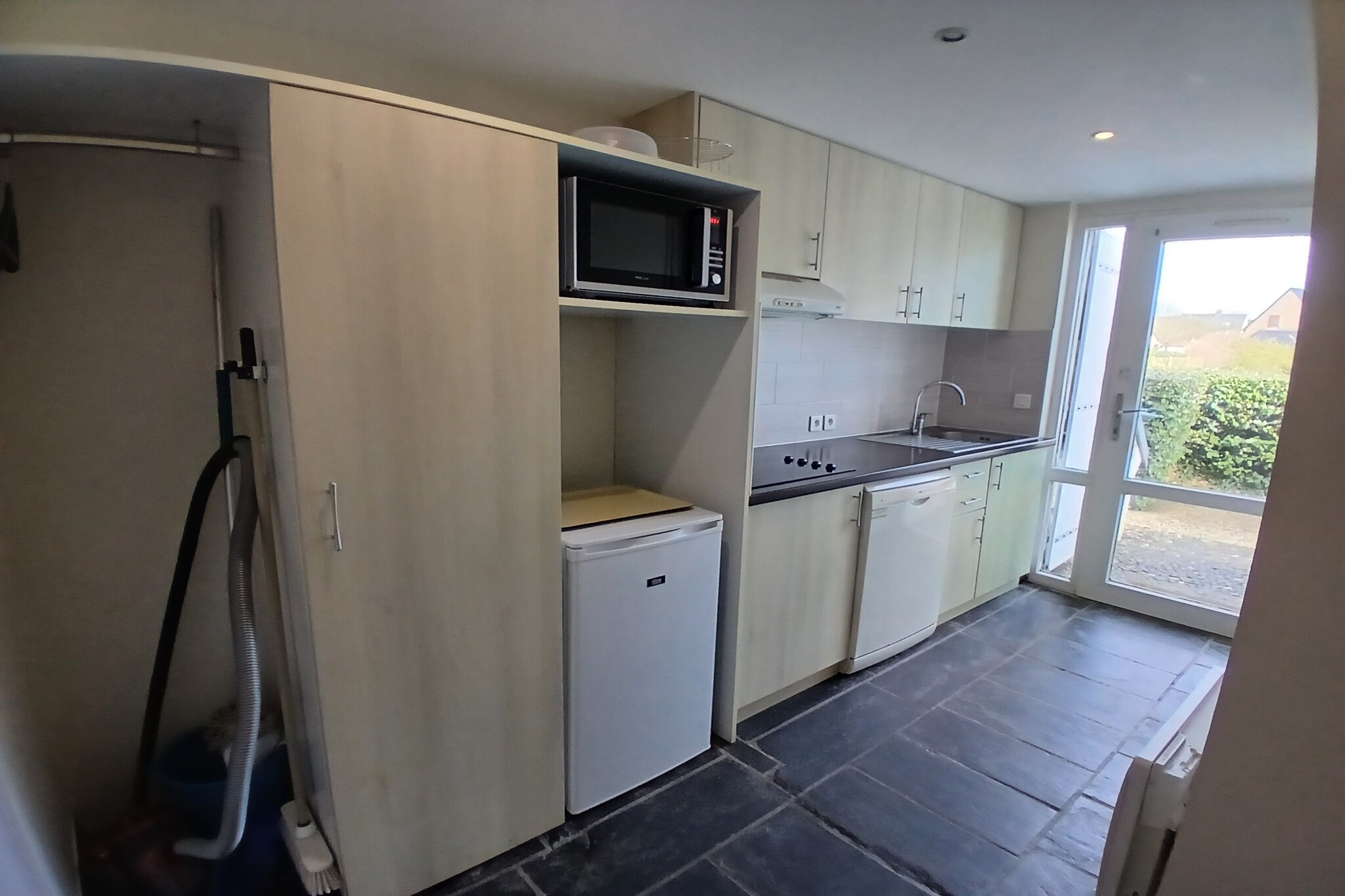 Living room(double sofa bed, TV, dining table, seating area), Kitchen(electric kettle, toaster, coffee machine, microwave, dishwasher, fridge, dishes and cutlery), bedroom(single bed, single bed), bathroom(shower, washbasin, toilet), Garden Furniture , terrace, garden, swimming pool(shared with other guests)