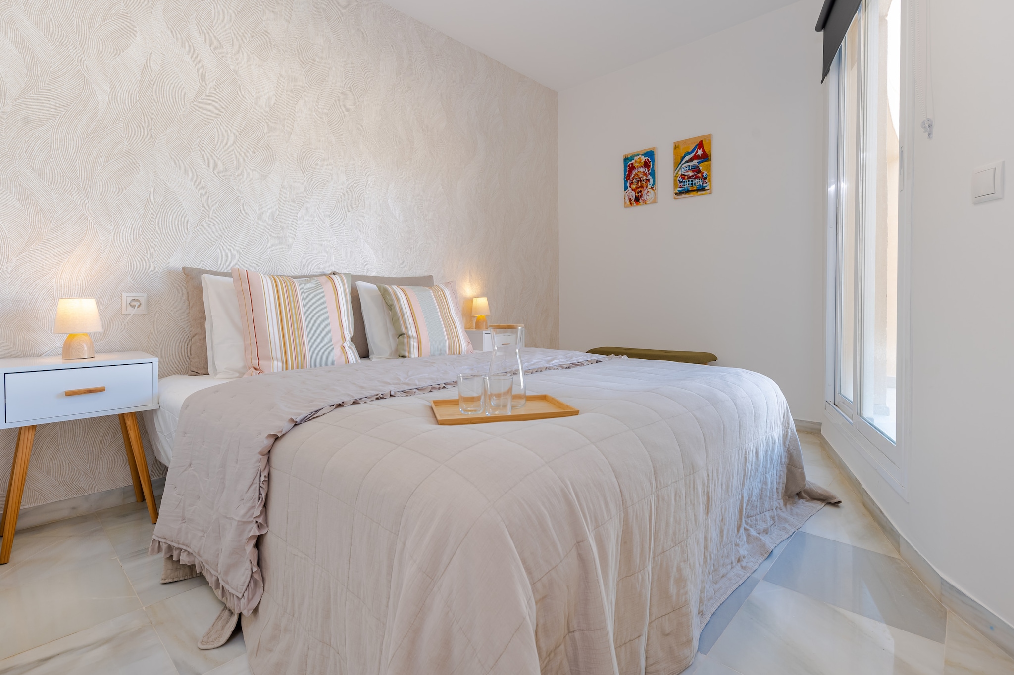 Elevator, open kitchen(hob, electric kettle, toaster, coffee machine, oven, microwave, dishwasher, fridge, freezer, dishes and cutlery, Cooking basics), Living/diningroom(TV, dining table, seating area), bedroom(double king size bed(160 x 200 cm)), bedroom(double king size bed(150 x 200 cm)), bedroom(double king size bed(160 x 200 cm)), bathroom(shower, washbasin, toilet), bathroom(shower, washbasin, toilet), Internet access, Garden Furniture , Bubble bath(paid), washing machine, heating, air conditioning, terrace, sun loungers, BBQ, parking, swimming pool(shared with other guests), iron, hairdryer