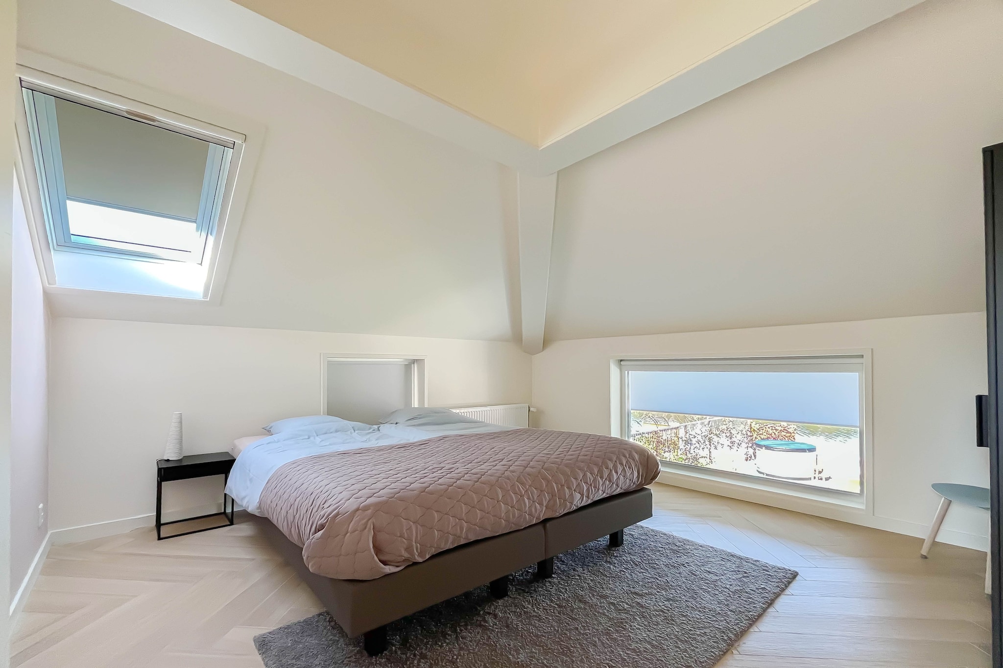 Ground floor: (open kitchen(stove, hob(induction), coffee machine, oven, microwave, dishwasher, fridge-freezer, dishes and cutlery, Cooking basics), Living/diningroom(TV, dining table))\n\nOn the 1st floor: (bedroom(double bed), bedroom(single bed, single bed), bedroom(single bed, single bed), bathroom(bath tub, shower, toilet))\n\nInternet access, tumble dryer, hot tub, sauna, washing machine, terrace, garden, garden, BBQ, parking, parking, ironing board, iron, lounge set