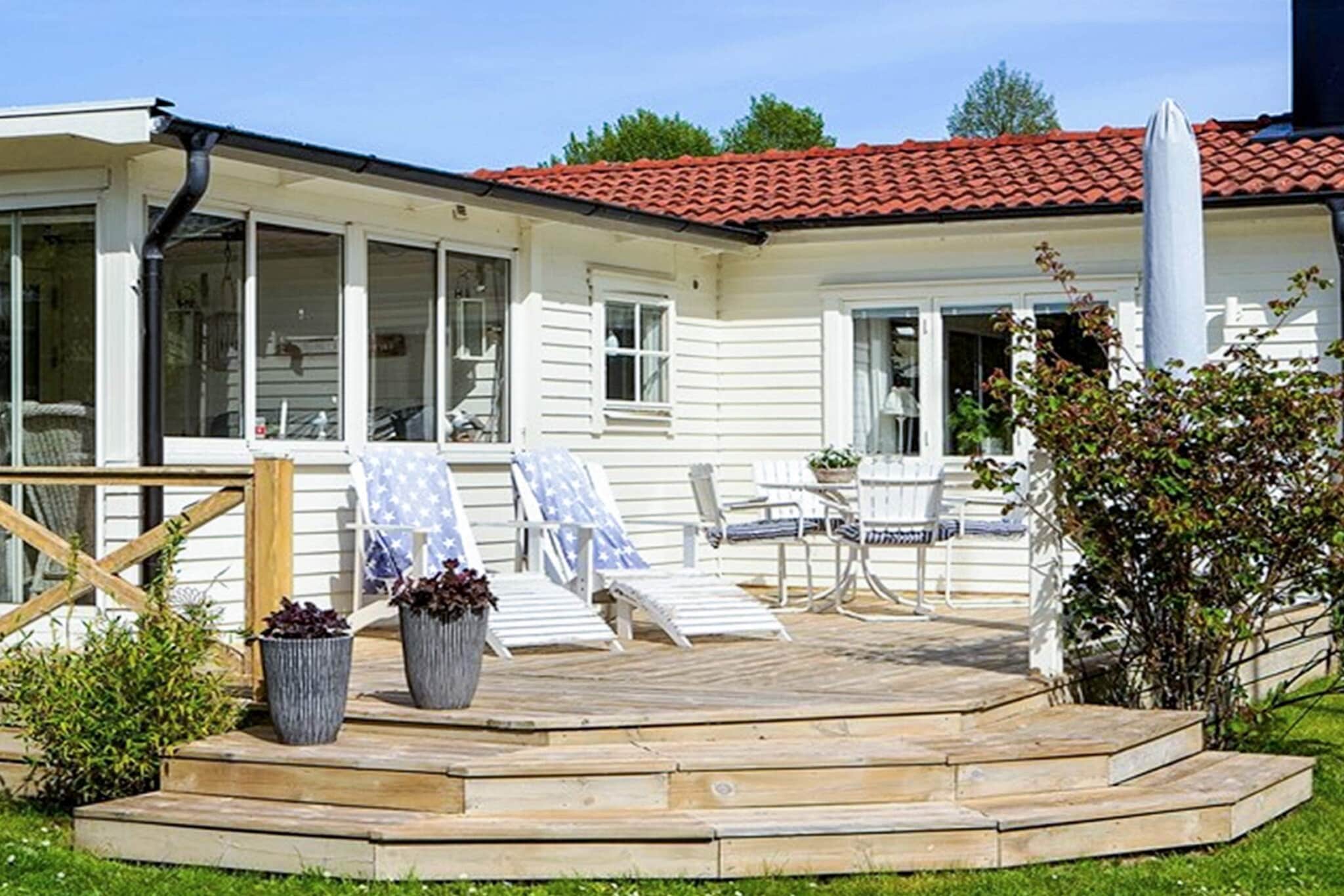 Annex: (double bed)\n\nInternet Access DSL, Kitchen(cooker(electric), coffee machine, microwave, dishwasher, fridge-freezer), Living/bed room(TV(swedish TV channels)), bedroom(double bed), bedroom(2x bunk bed), bathroom(washbasin, shower, toilet), balcony, heating(electric), garden, garden furniture, garden furniture, garden furniture, parking, deckchairs