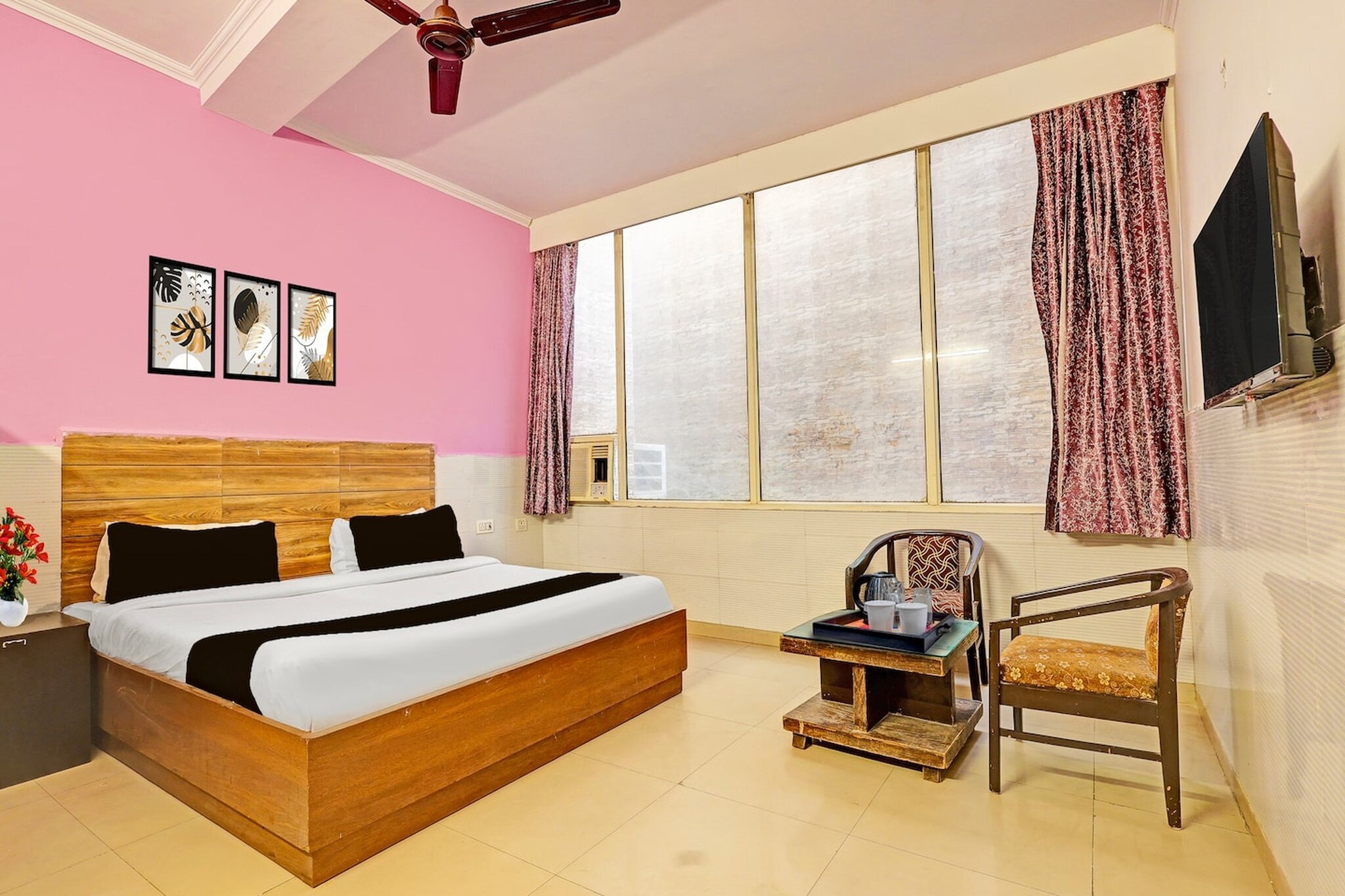 Comfortable Accommodations: Super Hotel O Kanode Gate Formerly Hotel Dhruv in Rewari offers family rooms with air-conditioning, private bathrooms, work desks, and seating areas. Each room includes free toiletries, showers, slippers, TVs, tiled floors, and wardrobes.

Essential Facilities: Guests enjoy free WiFi throughout the property, a 24-hour front desk, shared kitchen, housekeeping, laundry, room service, and luggage storage. Additional amenities include air-conditioning, private bathrooms, work desks, seating areas, free toiletries, showers, slippers, TVs, tiled floors, and wardrobes.

Convenient Location: Located 66 km from Delhi International Airport, the hotel is a 9-minute walk from Rewari Railway Station. Nearby attractions include Dronacharya College of Engineering (41 km) and Aapno Ghar (50 km).

Unmarried couples are warmly welcome at this property.                
Guests with local ID proof are warmly welcome.
Apologies, but we are currently unable to host foreign nationals at this property.
Early Check-In Policy: A full day’s room rate will be charged for check-ins before 6:00 AM. Complimentary early check-in is available between 6:00 AM and 10:00 AM, subject to room availability.

Check-in is only available to guests aged 18 and above. Please provide a government-issued ID to confirm your age.
