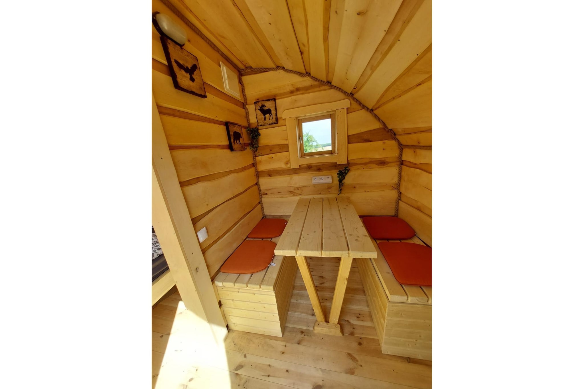 Ground floor: (Living/bed room(double bed, seating area), bathroom(shared with other guests, on the same premises)(shower, washbasin, toilet, hairdryer), heating(electric), terrace, Sunscreen)\n\ntumble dryer(shared with other guests, paid), washing machine(shared with other guests, paid), garden furniture, BBQ, parking, swimming pool(shared with other guests, opened from May upto and including Sep), sand pit, play equipment, table tennis table, bicycles available(paid, electric), Swing set