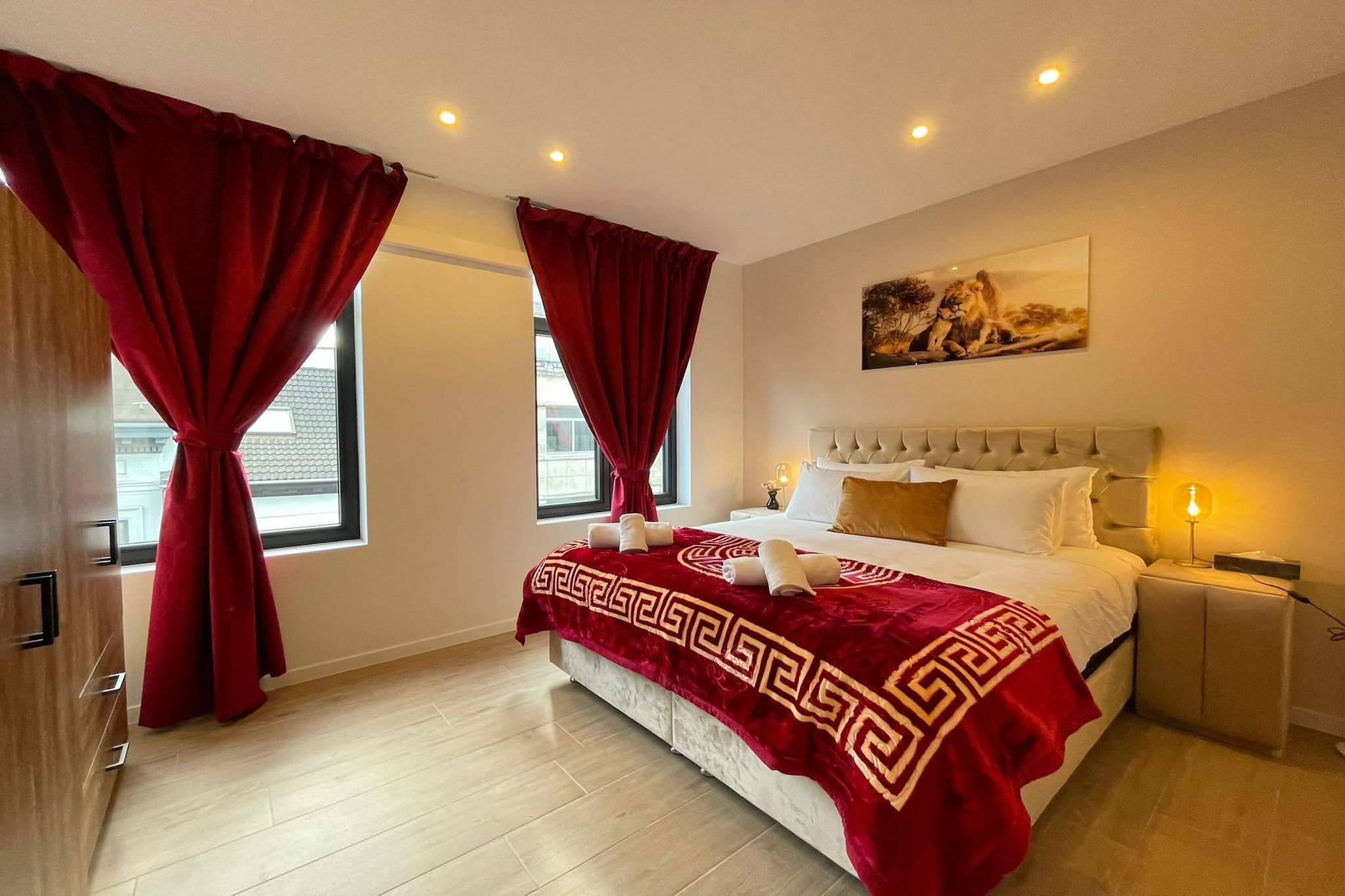 Located on Lange Leemstraat just moments from Antwerp Central Station, this expansive three-bedroom residence by OneLuxStay offers a bright and design-forward sanctuary in a premier city location. Its proximity to the Antwerp Zoo, Diamond District, and major transit links makes it an ideal choice for those who value both effortless arrivals and quick access to the city’s rhythmic center.

The interior is masterfully curated for group comfort, featuring a primary bedroom with a plush king-sized bed and two additional bedrooms, each equipped with two comfortable single beds. The 1.5-bathroom layout ensures a smooth routine for larger groups, with premium essentials including a hairdryer, shampoo, and conditioner provided. For those balancing work and travel, the suite offers a dedicated laptop-friendly workspace and high-speed wireless internet, complemented by a large flat-screen TV in the seating area.

The fully equipped kitchen is designed for complete self-catering, featuring an oven, refrigerator, freezer, and coffee maker. Modern conveniences such as an in-unit washer, iron, and ample clothing storage make the suite perfectly suited for long-term stays. Families are warmly welcomed, with the space being fully suitable for infants and children. Safety is prioritized with integrated heating and comprehensive smoke and carbon monoxide detection, while luggage drop-off services and nearby paid parking options complete this distinguished Antwerp experience.