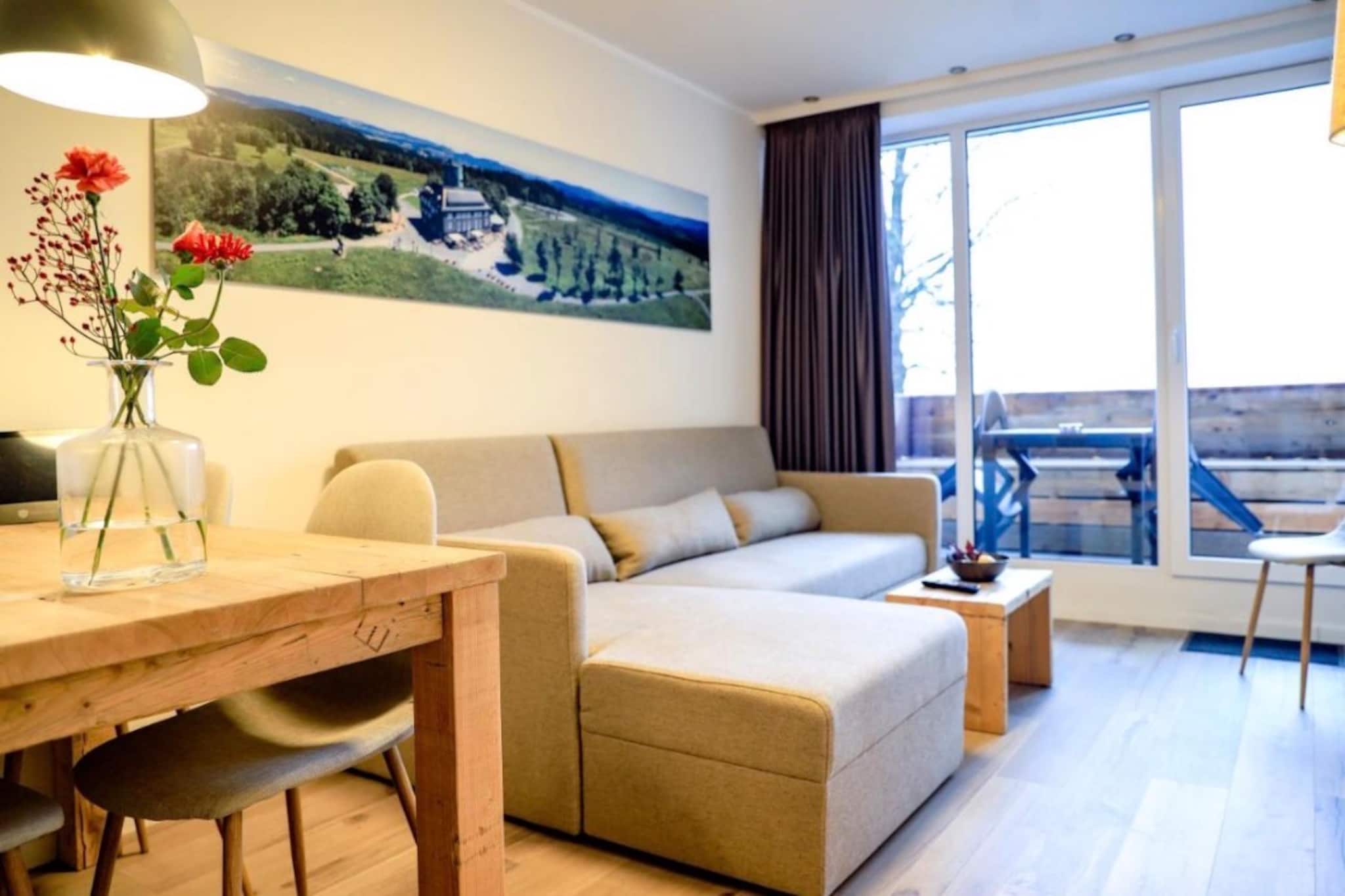 Kitchen(hob, electric kettle, toaster, coffee machine, combination microwave, dishwasher, fridge-freezer), Living/bed room(double sofa bed, TV, dining table, seating area), bedroom(double king size bed(160 x 200 cm)), bedroom(double king size bed(160 x 200 cm)), bathroom(shower, washbasin, toilet), Internet access, heating, parking