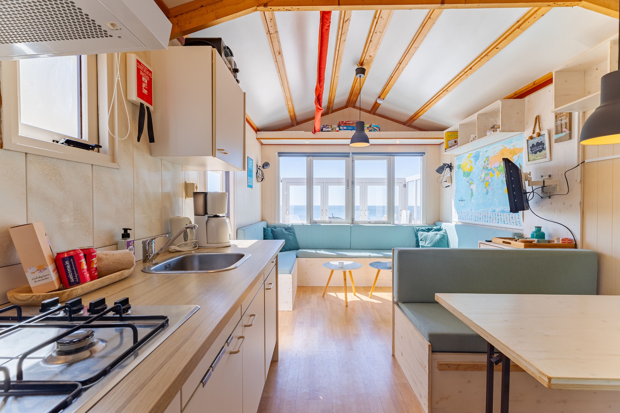 Beach sleep house near Dishoek directly by the sea with panoramic view and terrace, number 342 - Küche